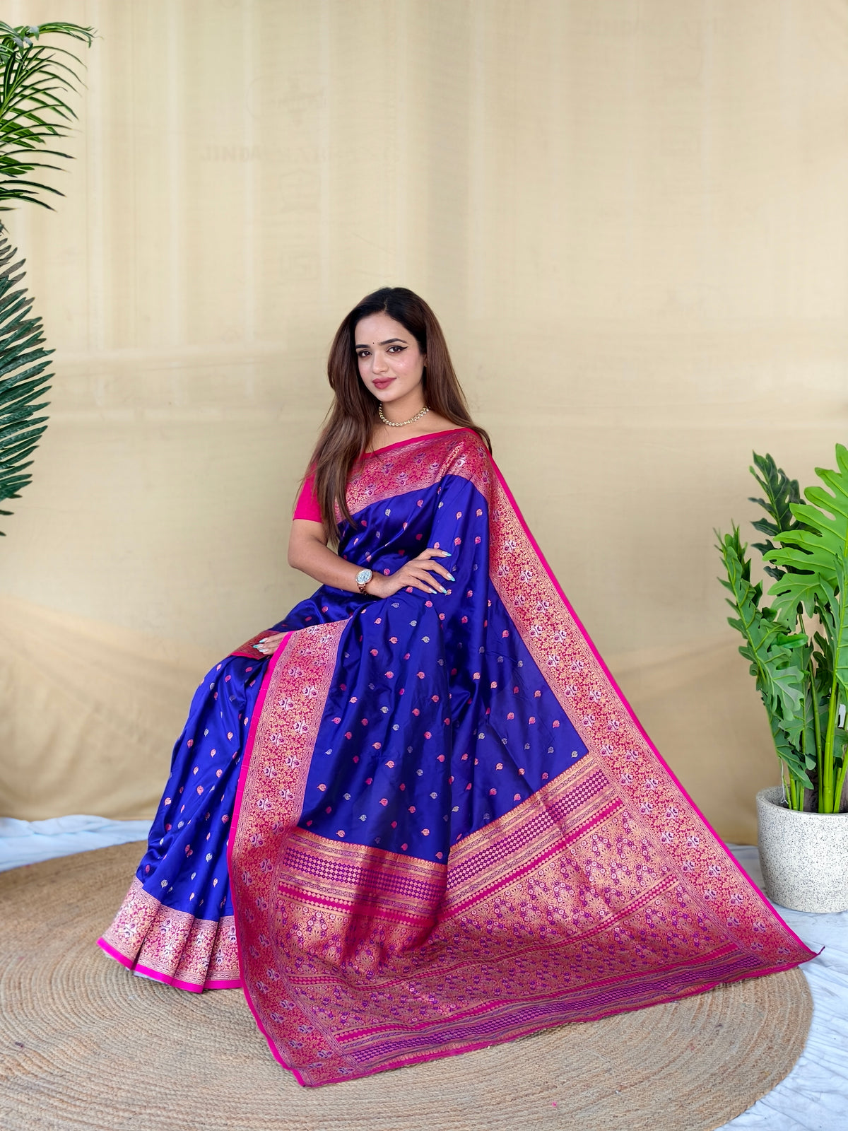 Drape Royal Blue Soft Silk Saree