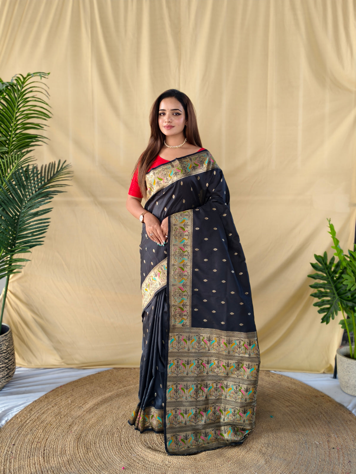 Tales Black Soft Silk Banarasi Saree