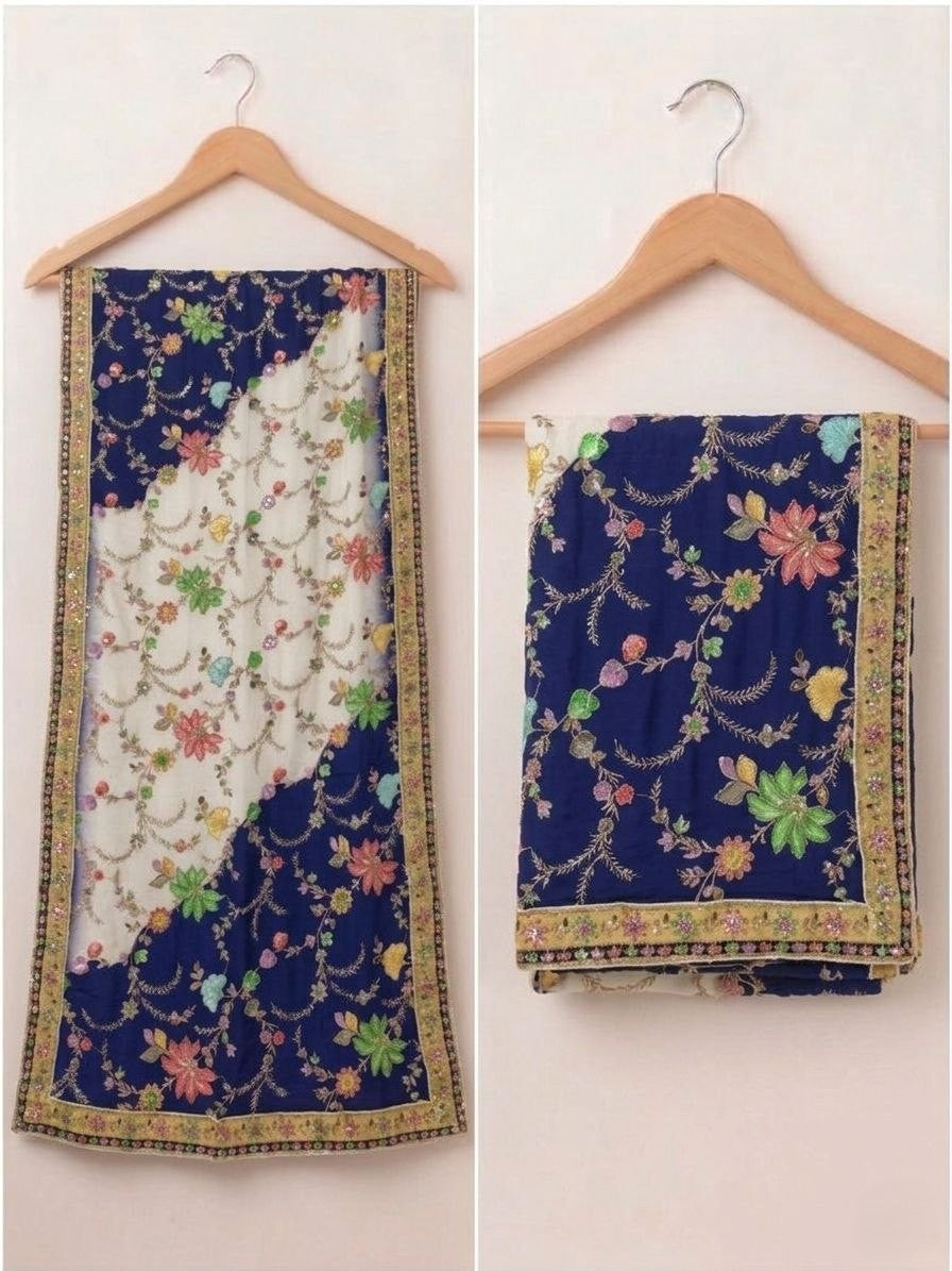 Rangriti Threadwork Chinon Dupatta