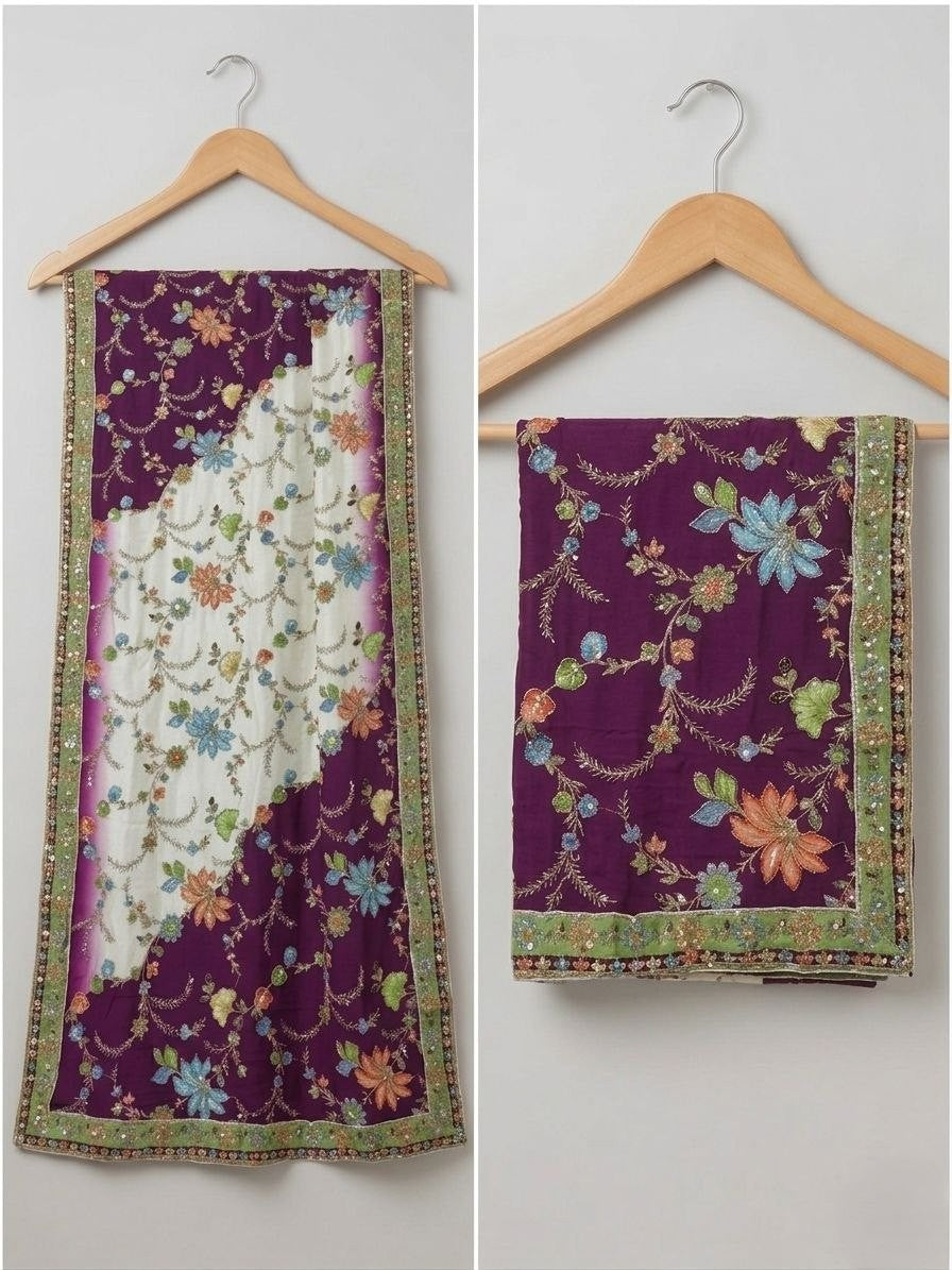 Rangriti Threadwork Chinon Dupatta