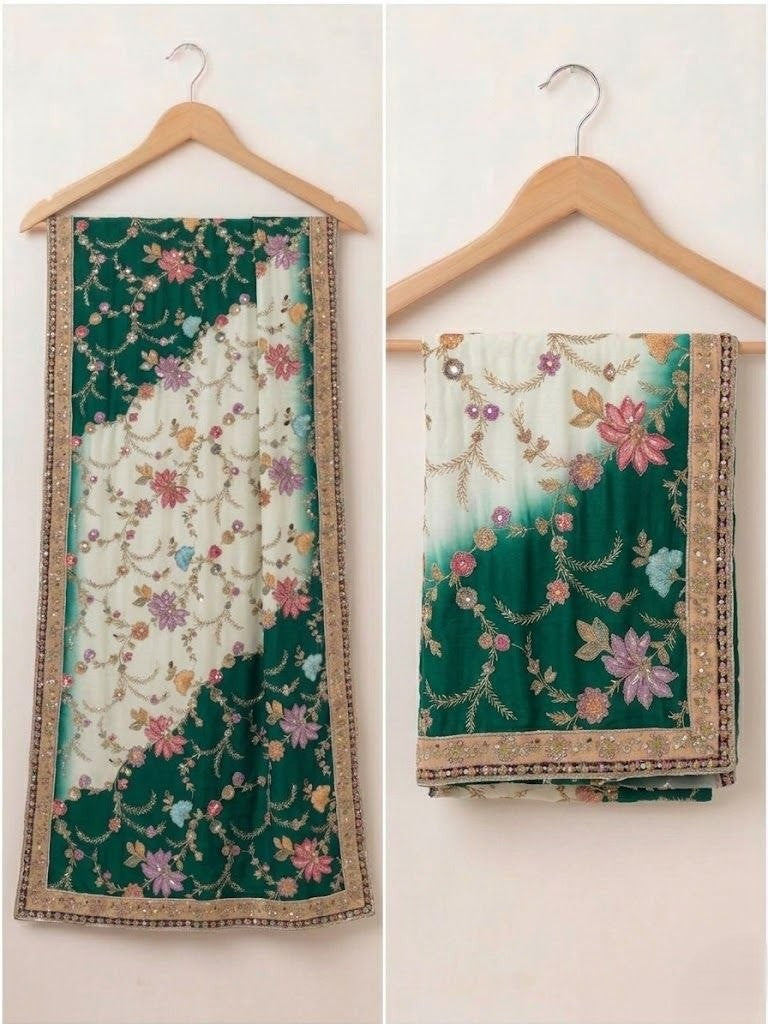 Rangriti Threadwork Chinon Dupatta