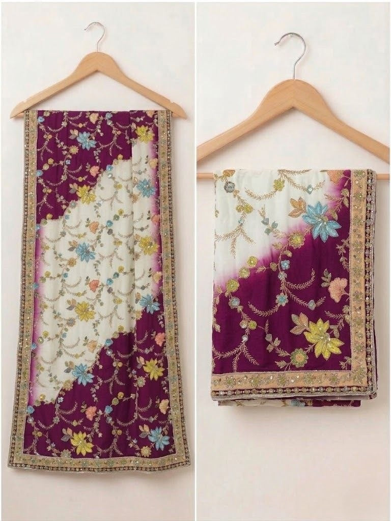 Rangriti Threadwork Chinon Dupatta