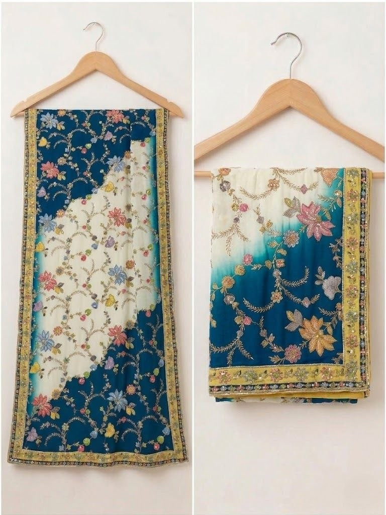 Rangriti Threadwork Chinon Dupatta