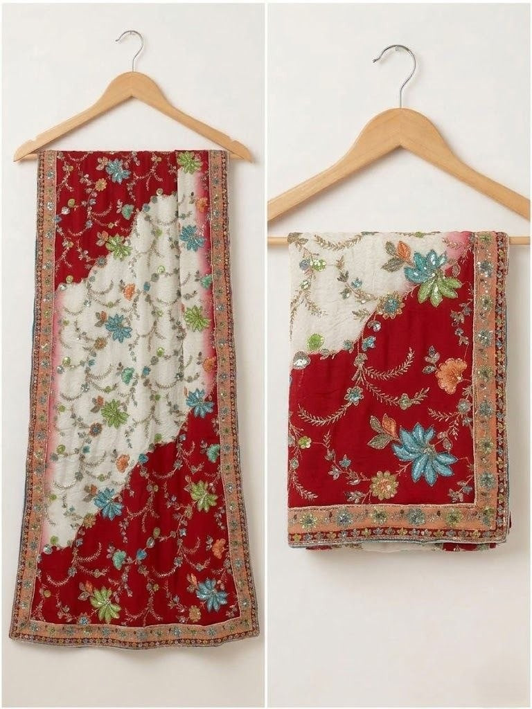 Rangriti Threadwork Chinon Dupatta