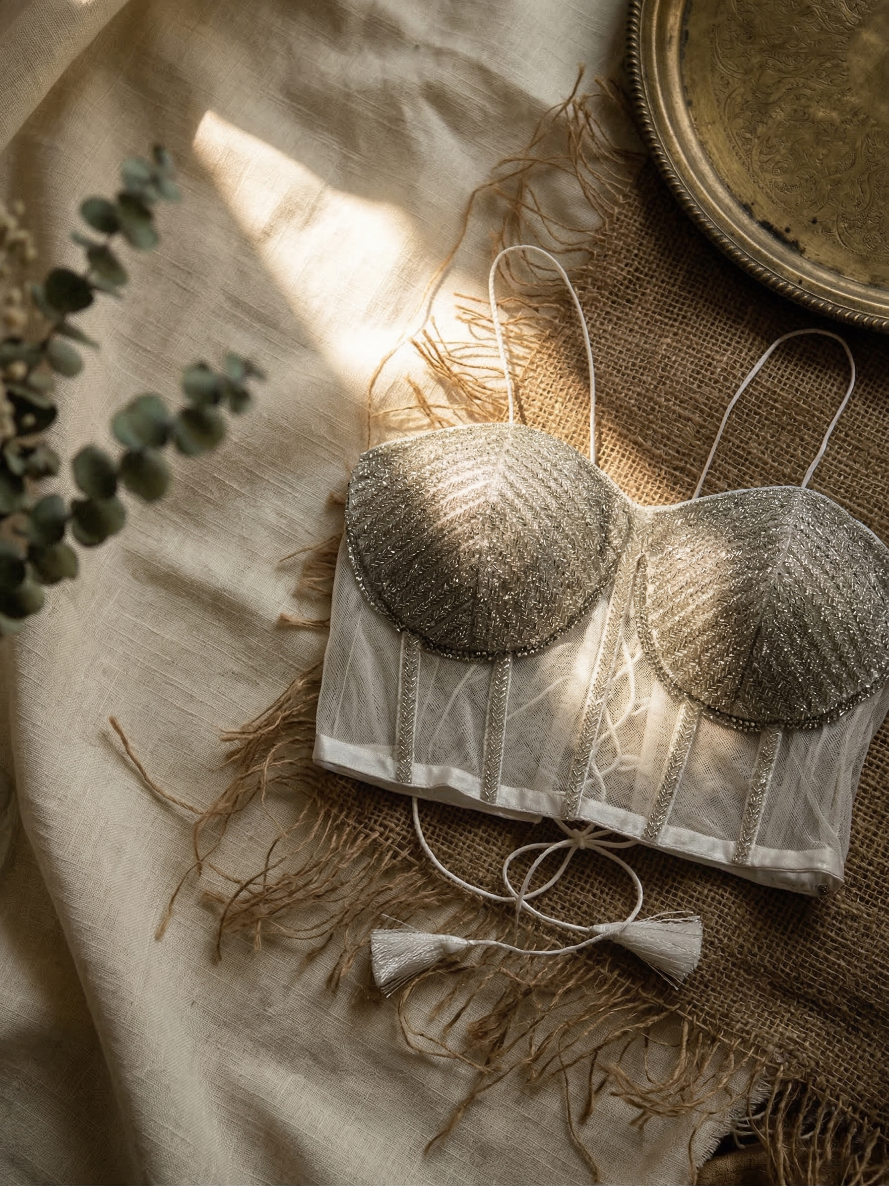 Glam Pearl & Beads Net Blouse