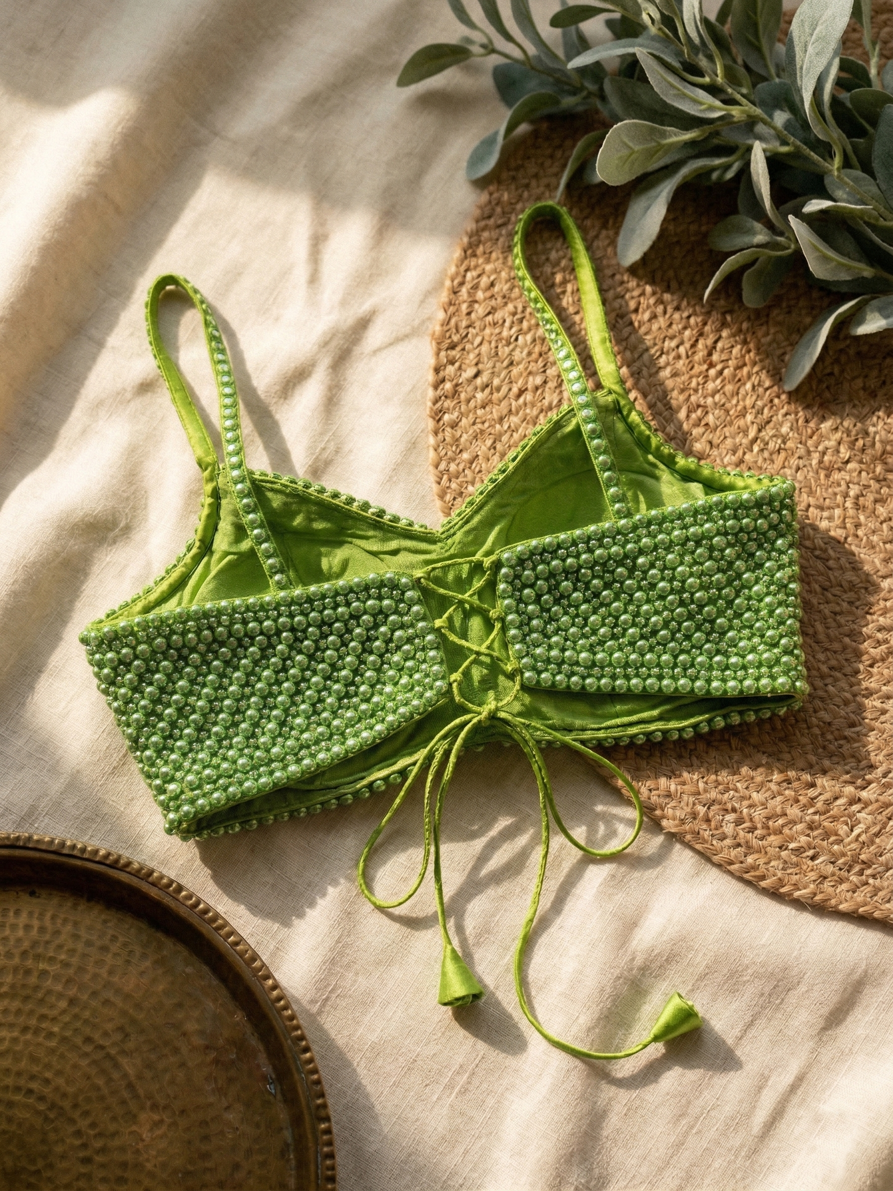 Luxury Pearl Handwork Silk Blouse