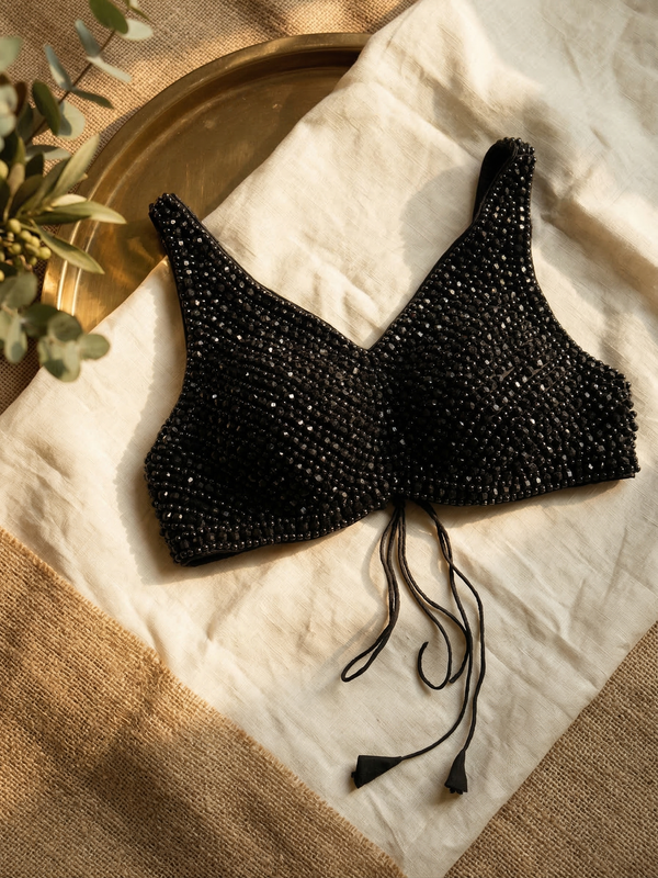 Luxury Pearl Detailing Silk Blouse