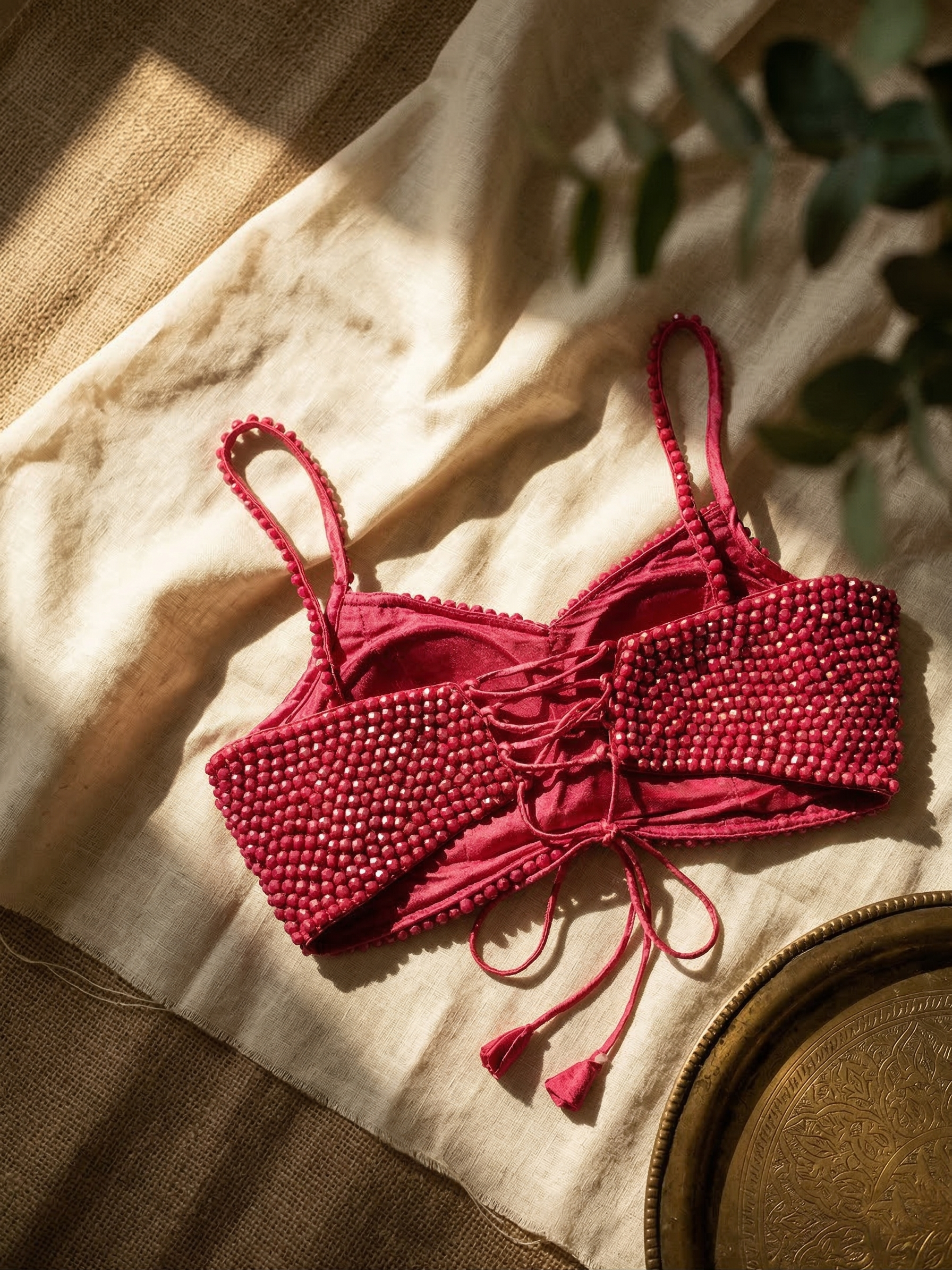 Luxury Pearl Embellished Silk Blouse