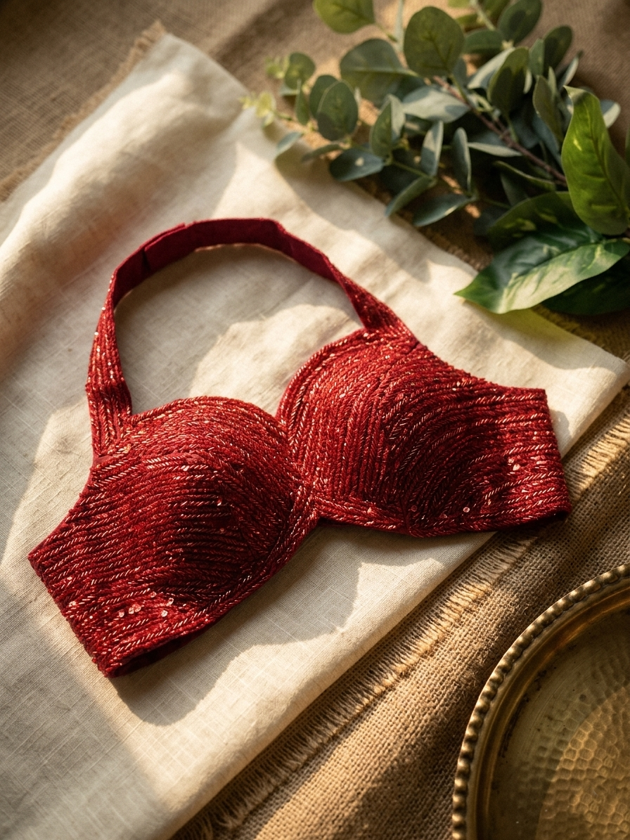 Luxe Silk Handcrafted Halter Neck Blouse