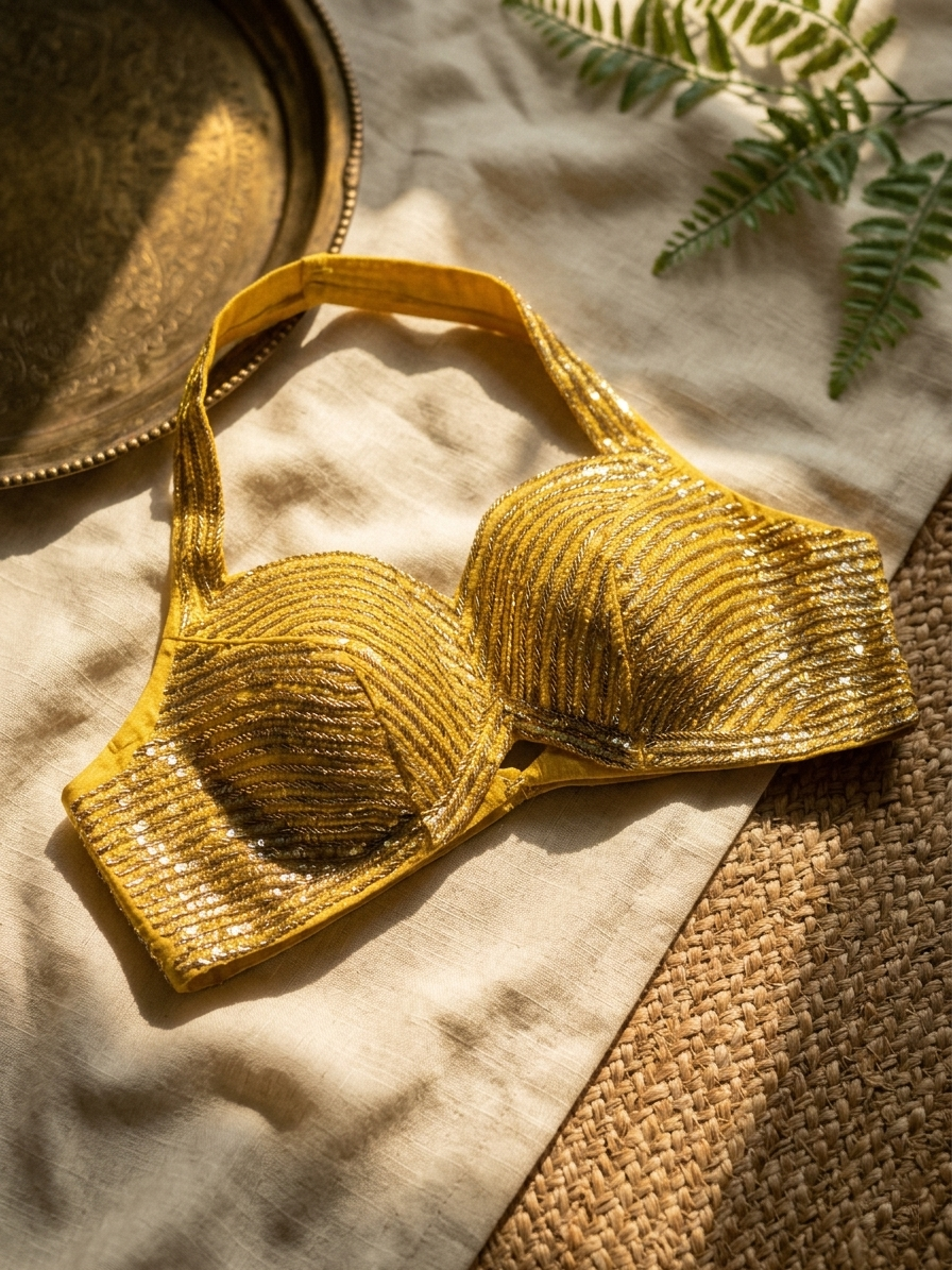 Luxe Silk Handcrafted Halter Neck Blouse