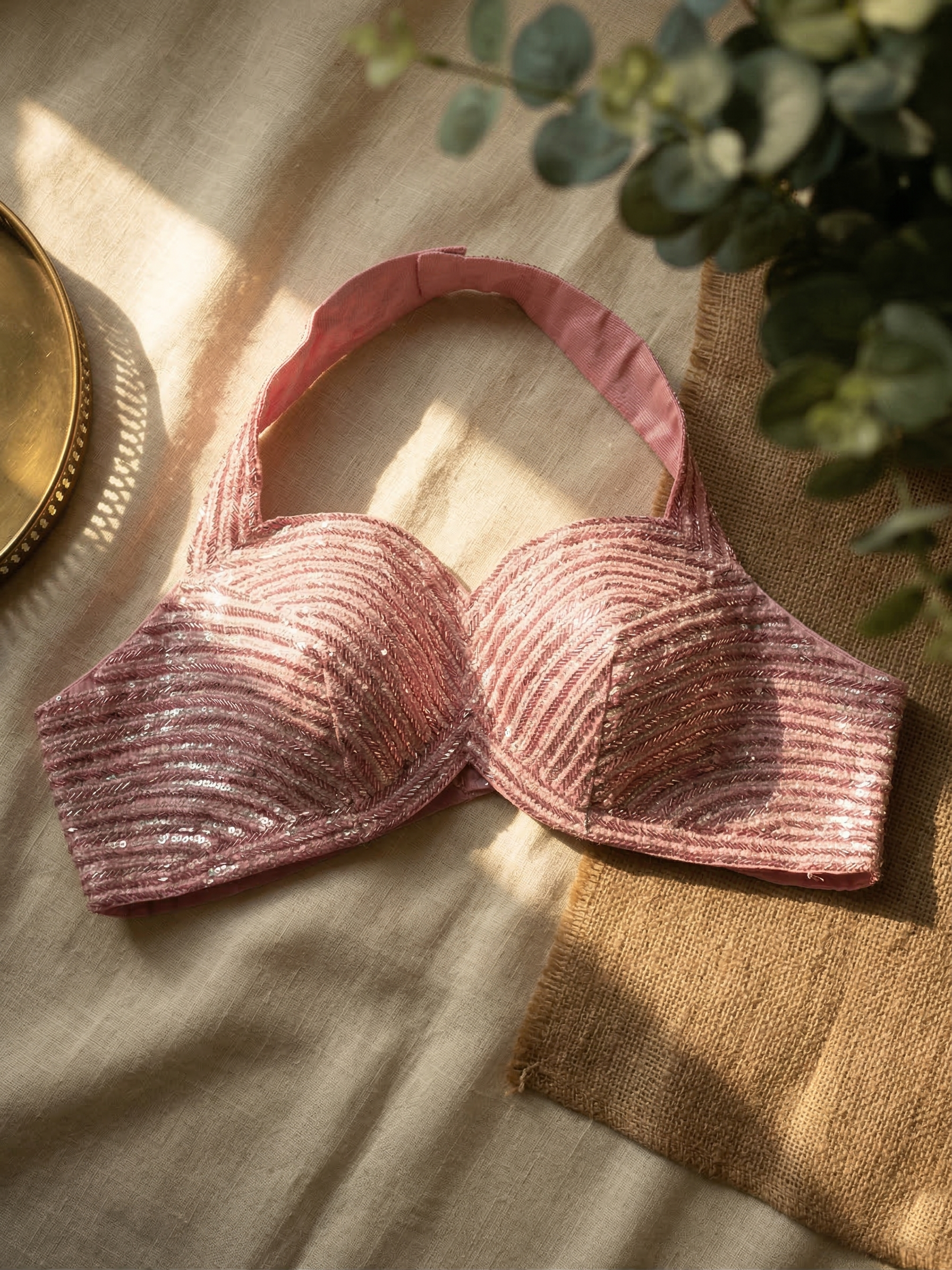 Luxe Silk Handcrafted Halter Neck Blouse