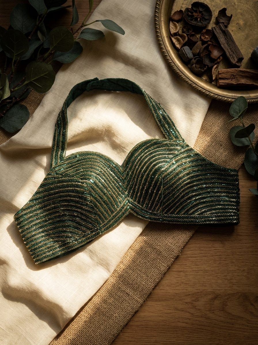 Luxe Silk Handcrafted Halter Neck Blouse