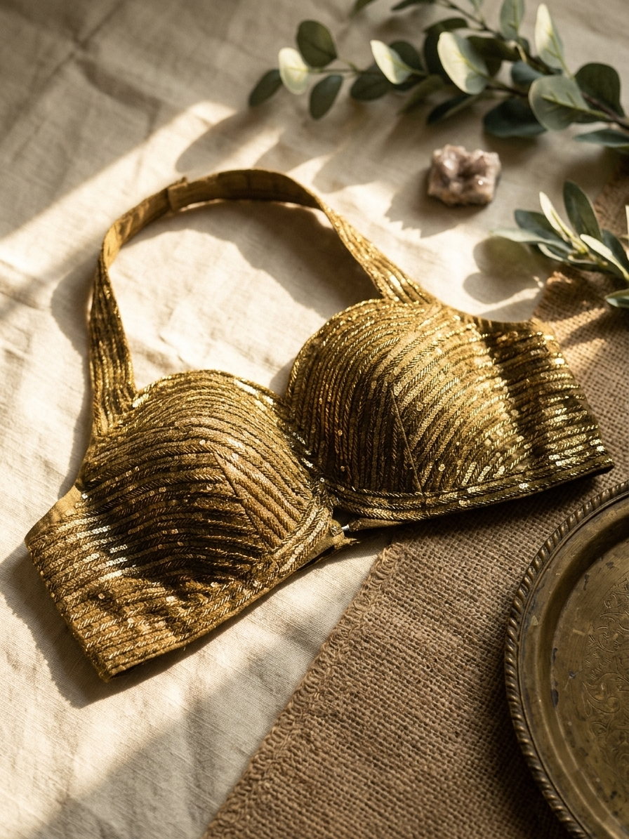 Luxe Silk Handcrafted Halter Neck Blouse