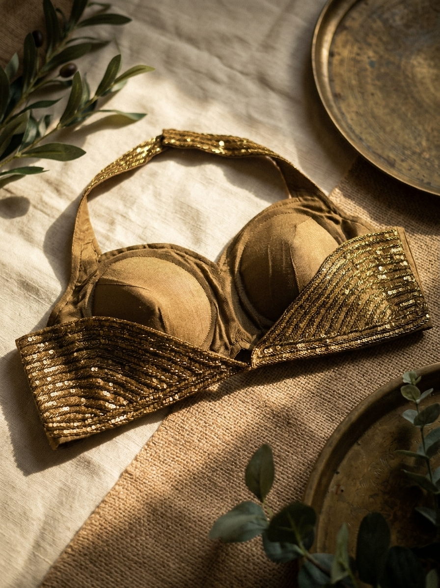 Luxe Silk Handcrafted Halter Neck Blouse