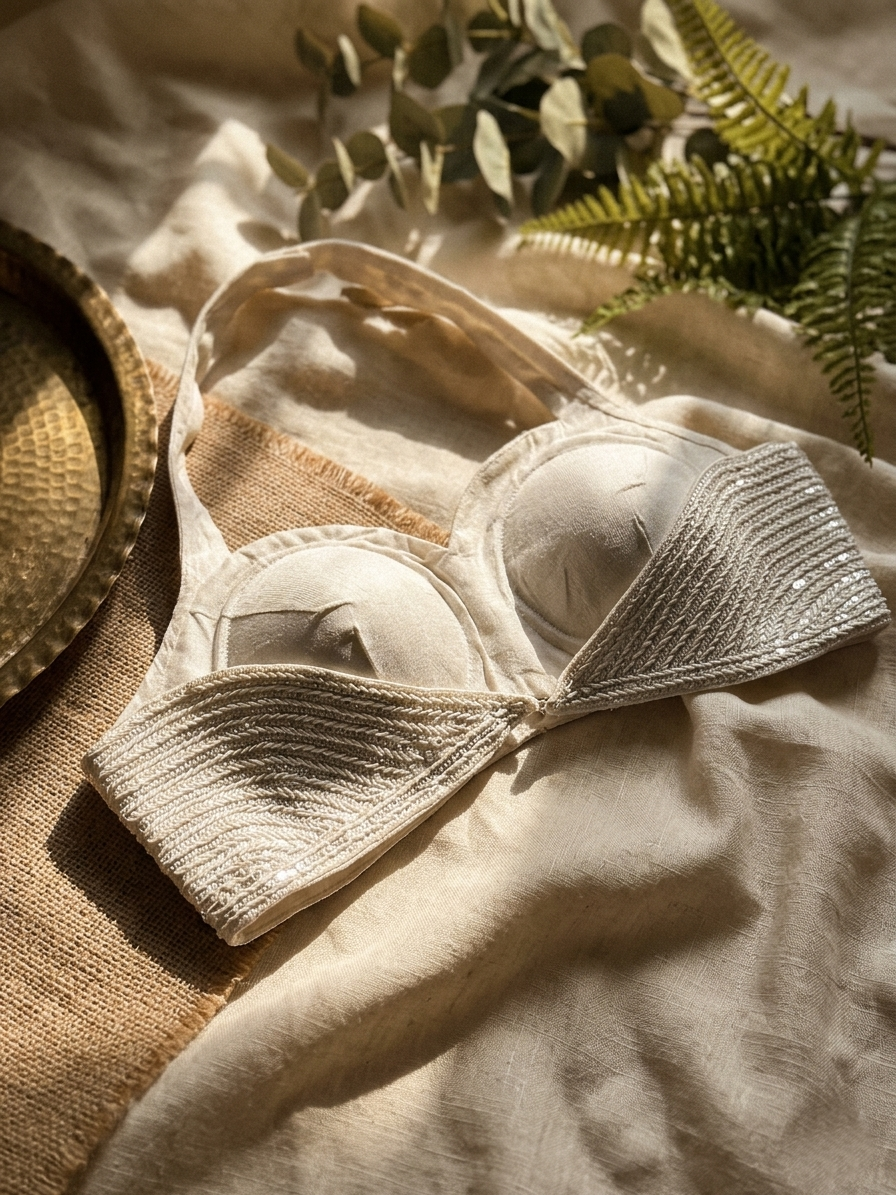 Luxe Silk Handcrafted Halter Neck Blouse