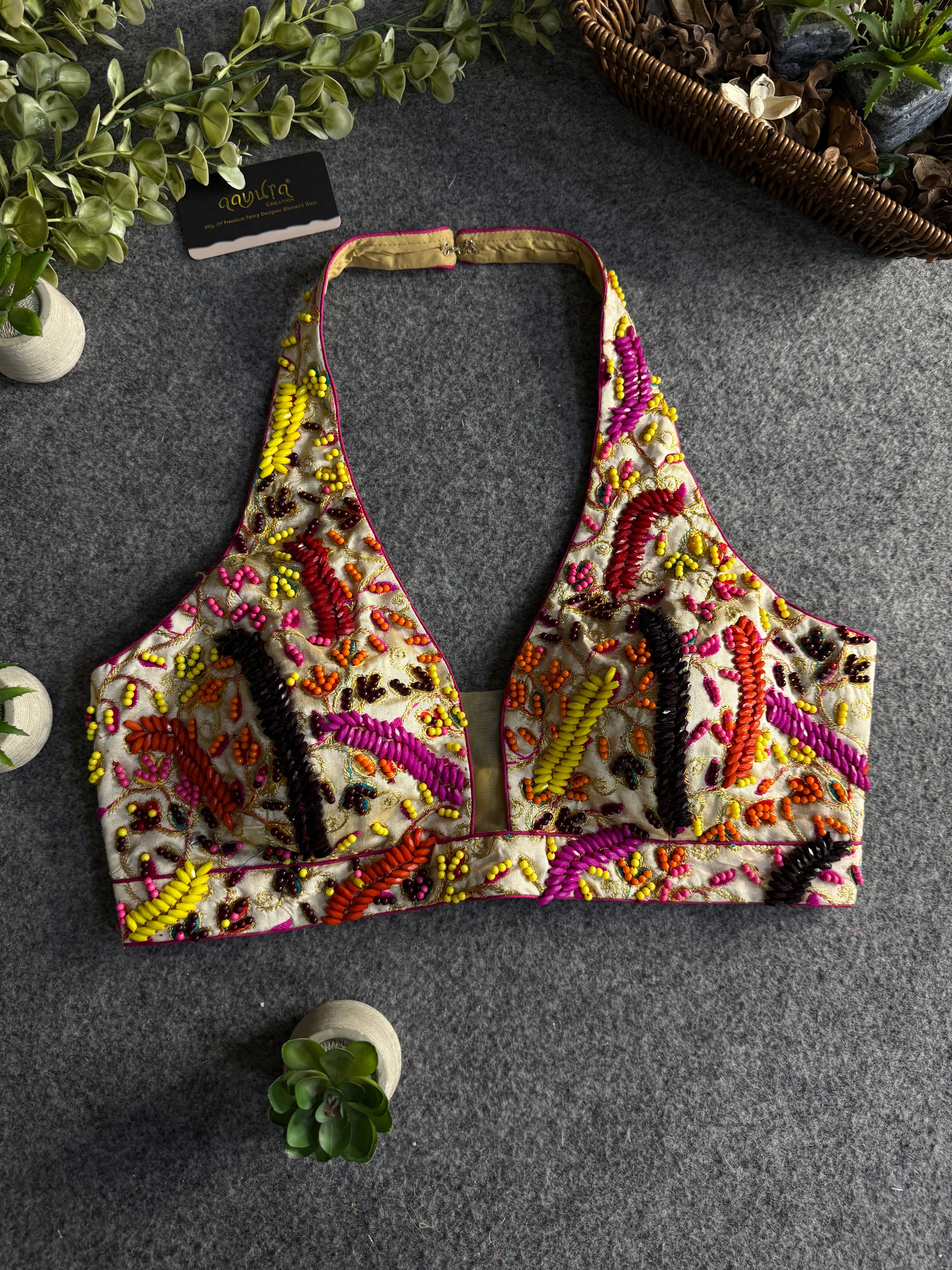 Pearl Luxe Halter Neck Blouse