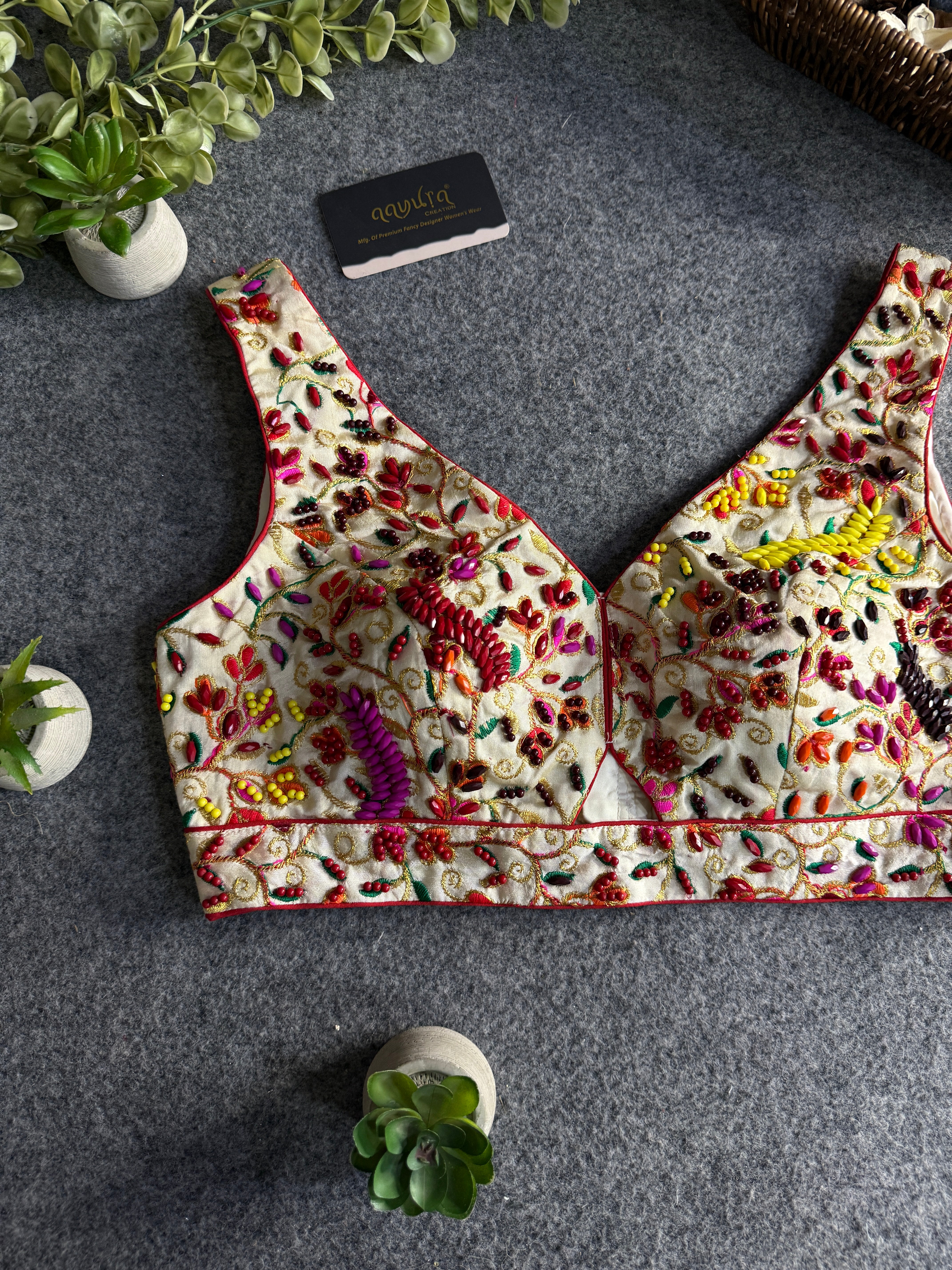 Stylish Pearl Work Silk Blouse