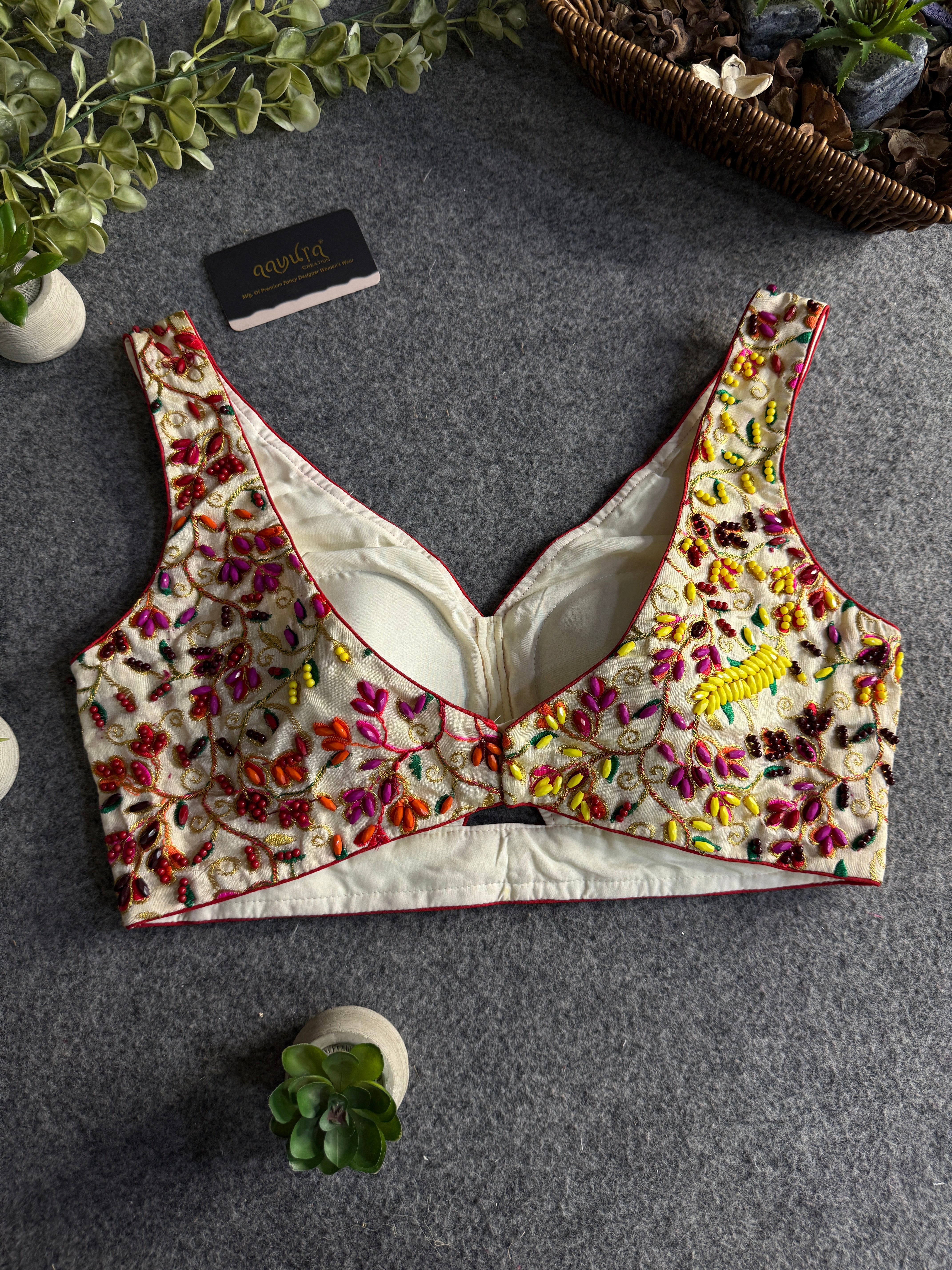 Stylish Pearl Work Silk Blouse