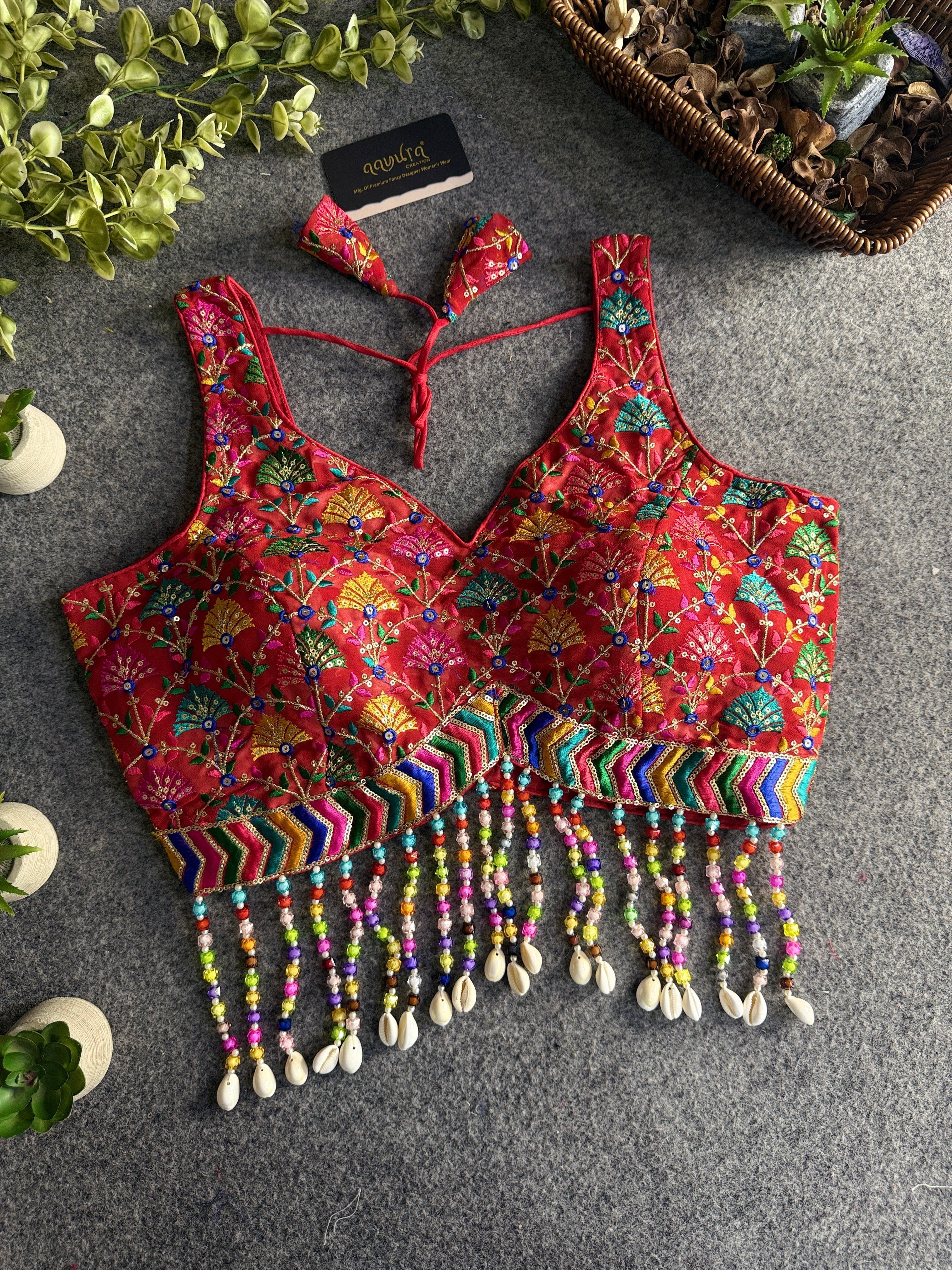 Shell Elegance Embroidered Blouse