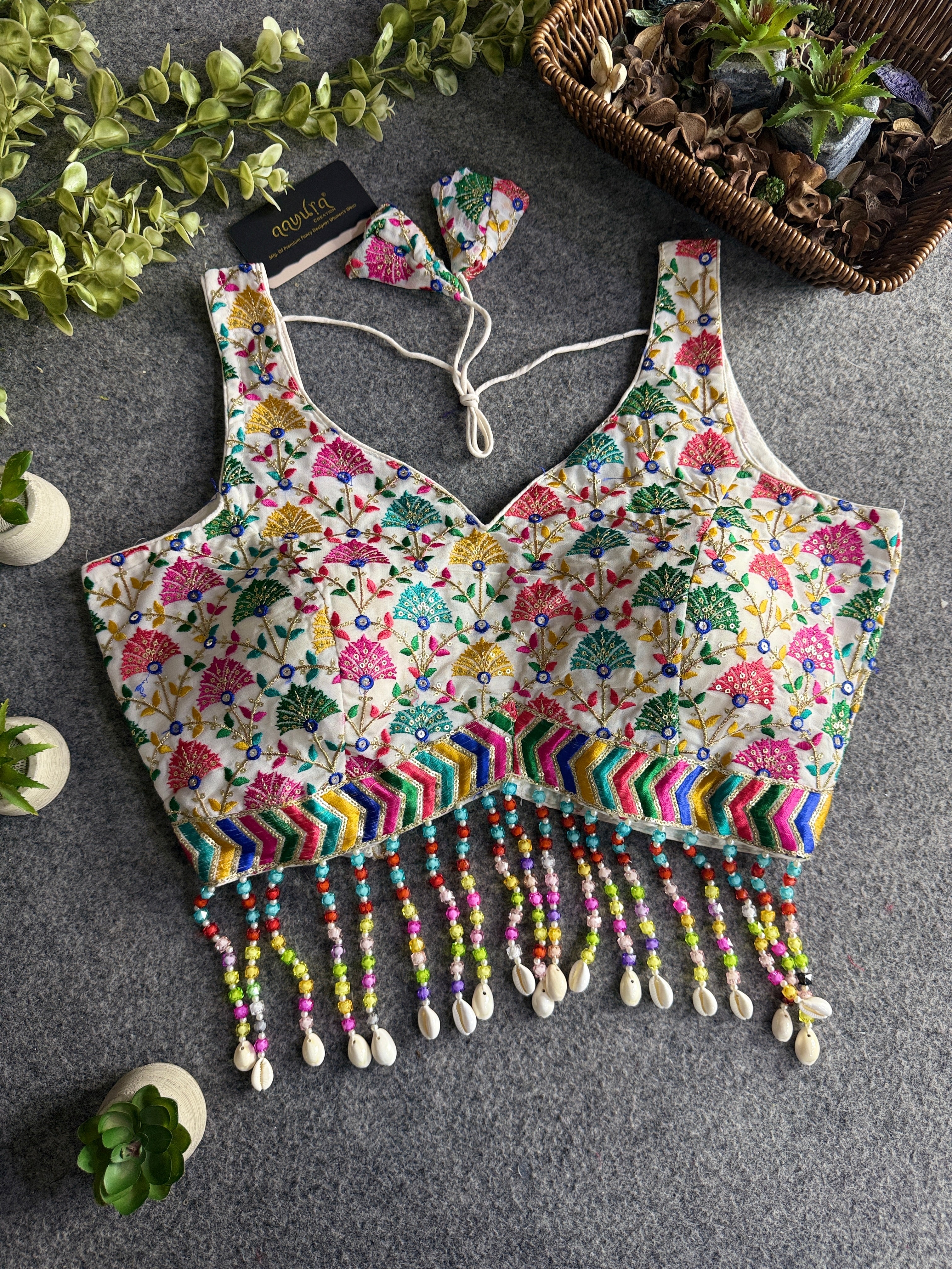 Shell Elegance Embroidered Blouse