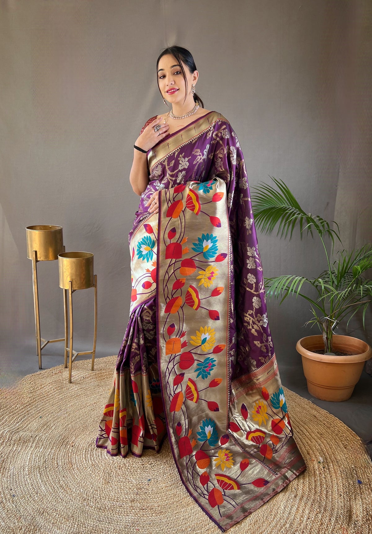Saanvi Heritage Zari Without Border Silk Saree