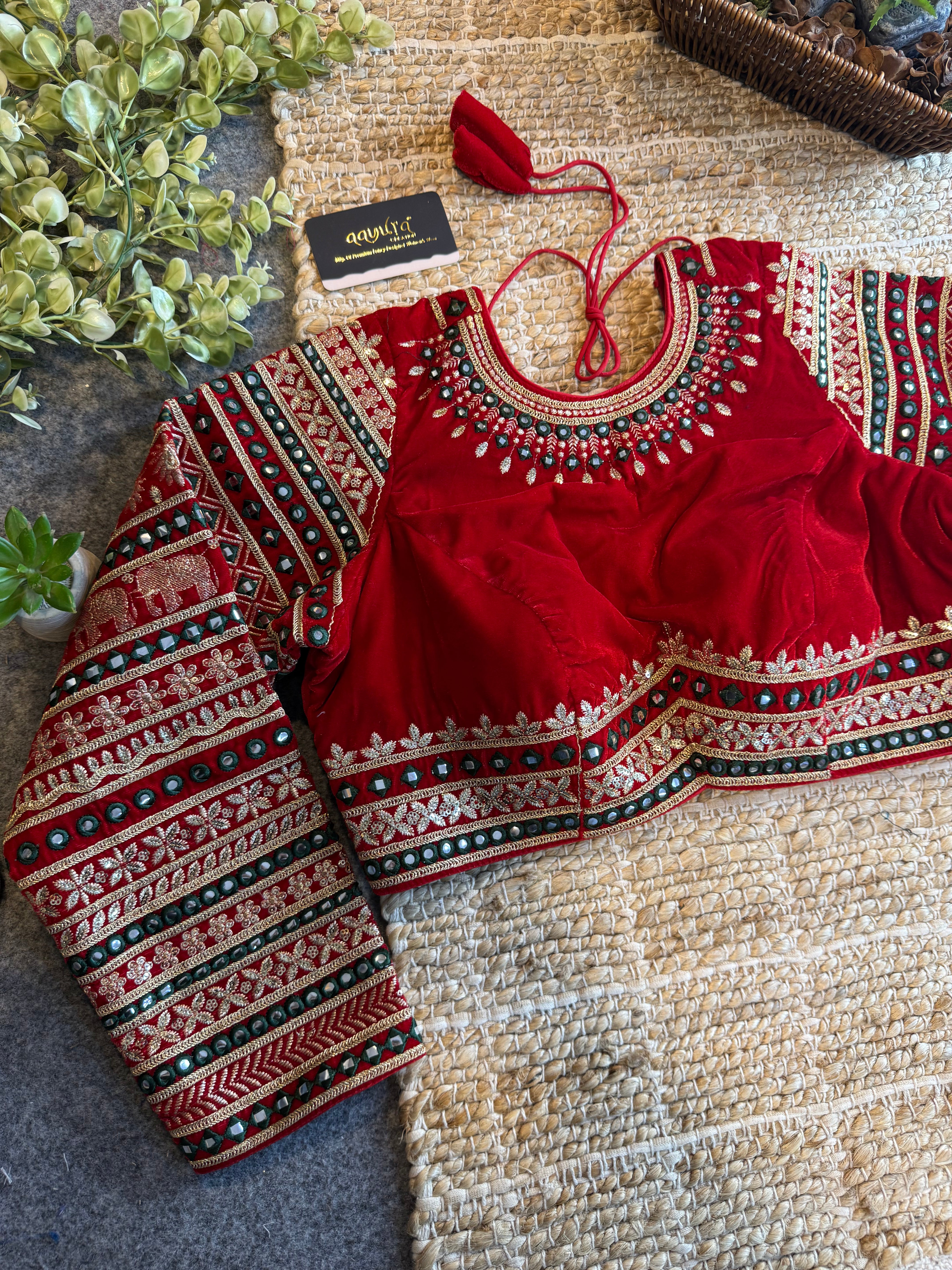 Zara Embroidered Velvet Blouse