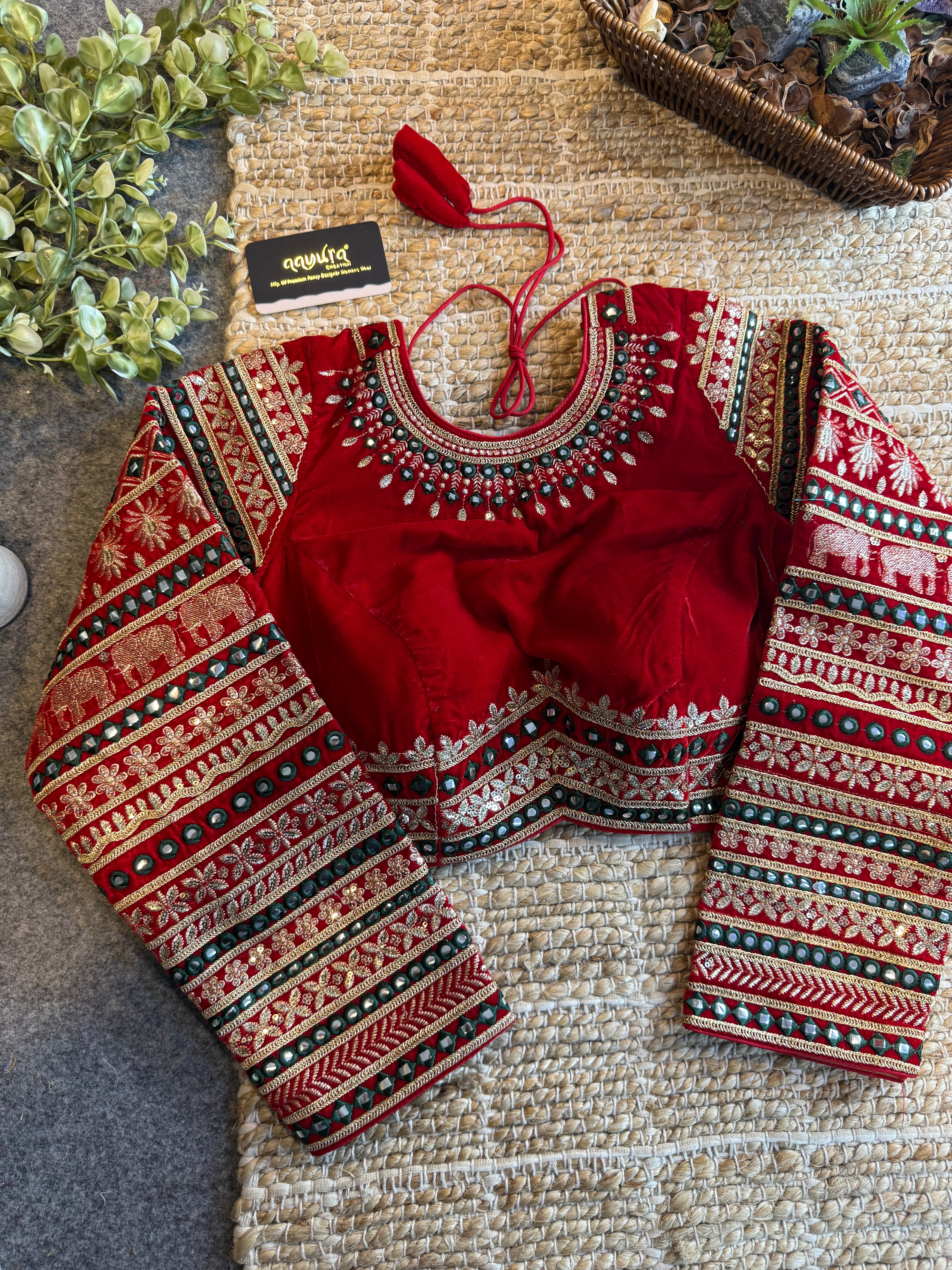 Zara Embroidered Velvet Blouse