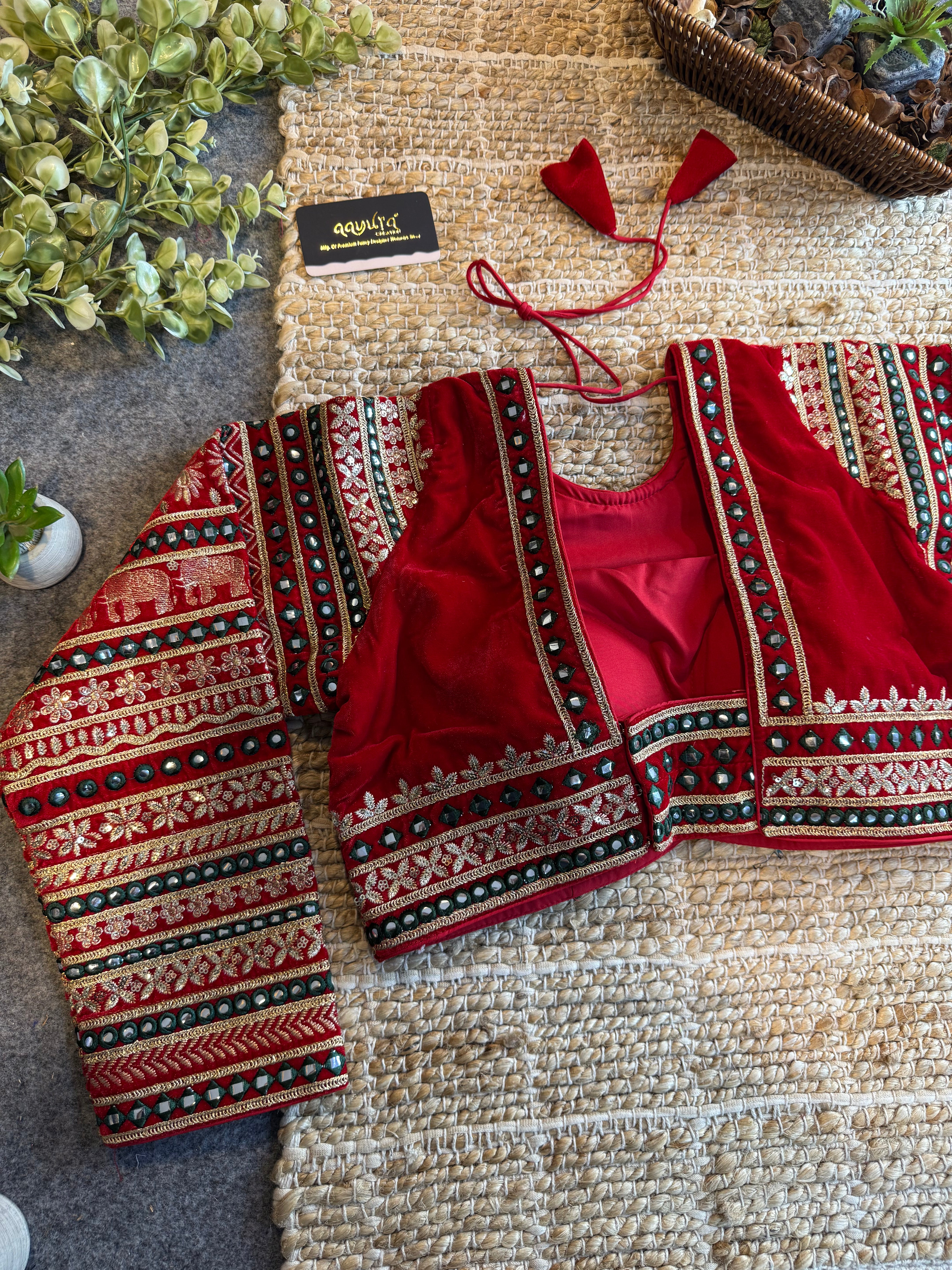 Zara Embroidered Velvet Blouse