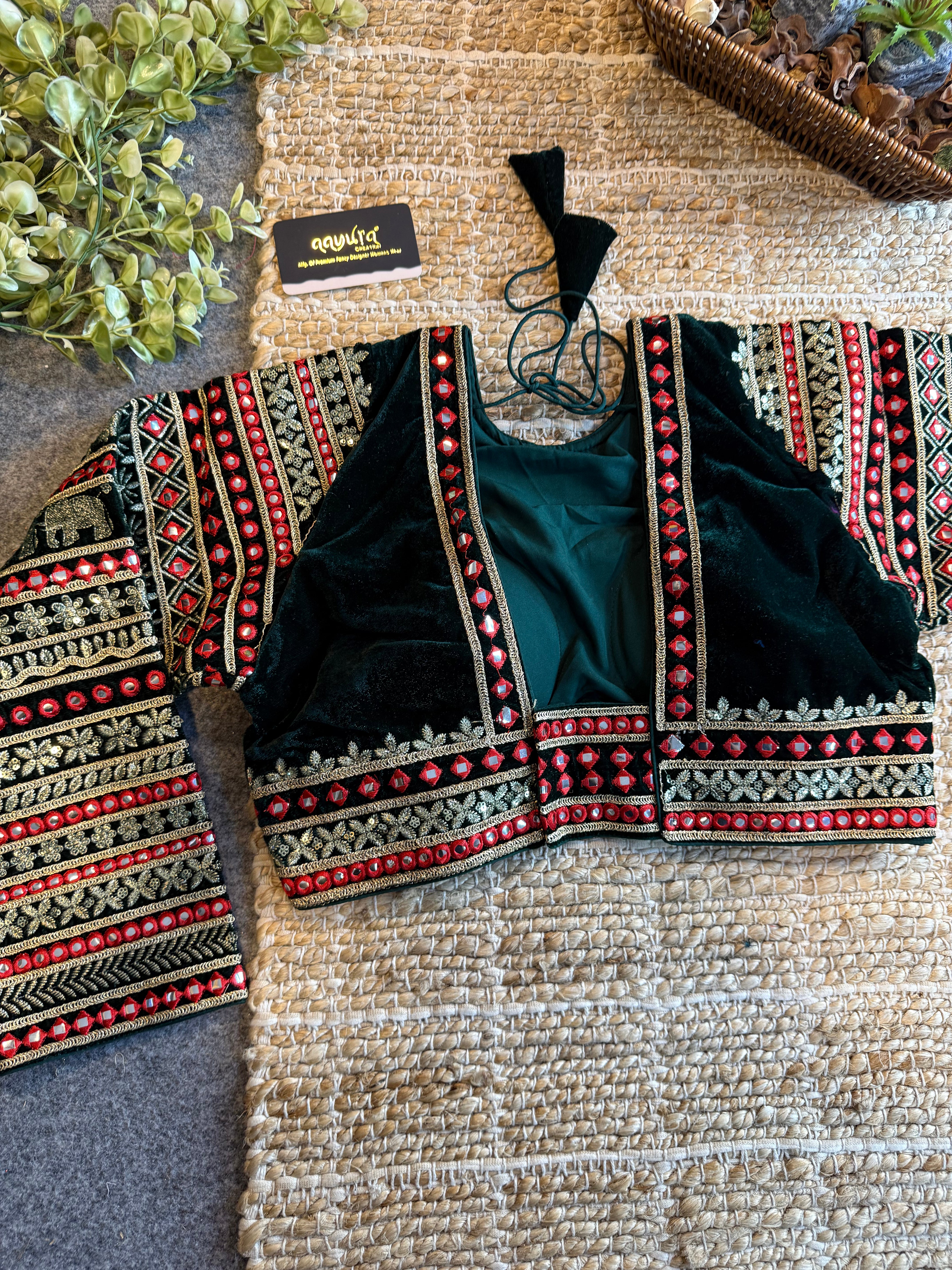 Zara Embroidered Velvet Blouse