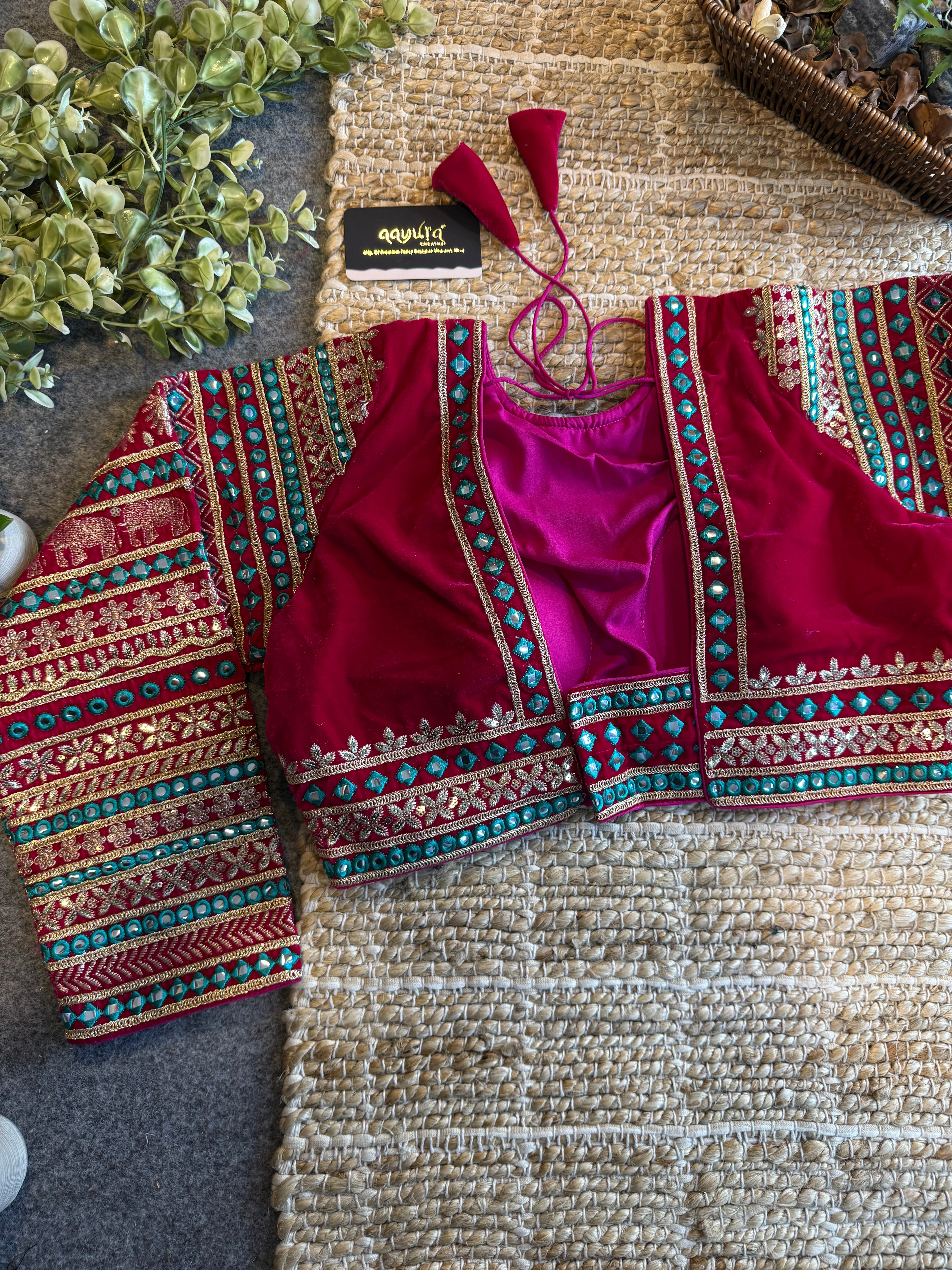 Zara Embroidered Velvet Blouse