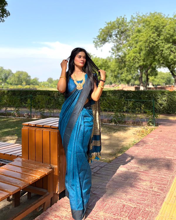 Vedika Woven Cotton Linen Saree