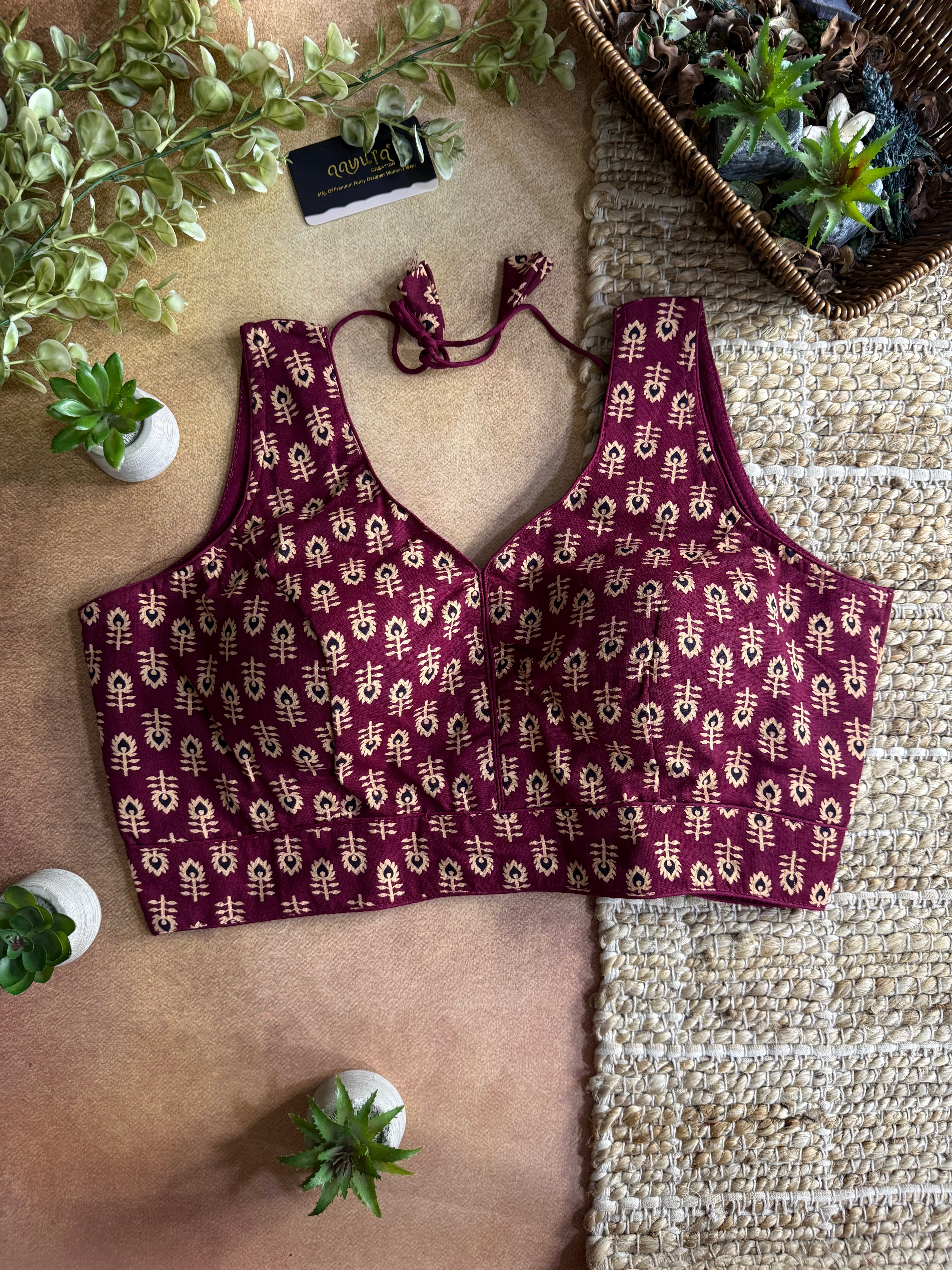 Aaranya Pure Cotton Ajrakh Blouse