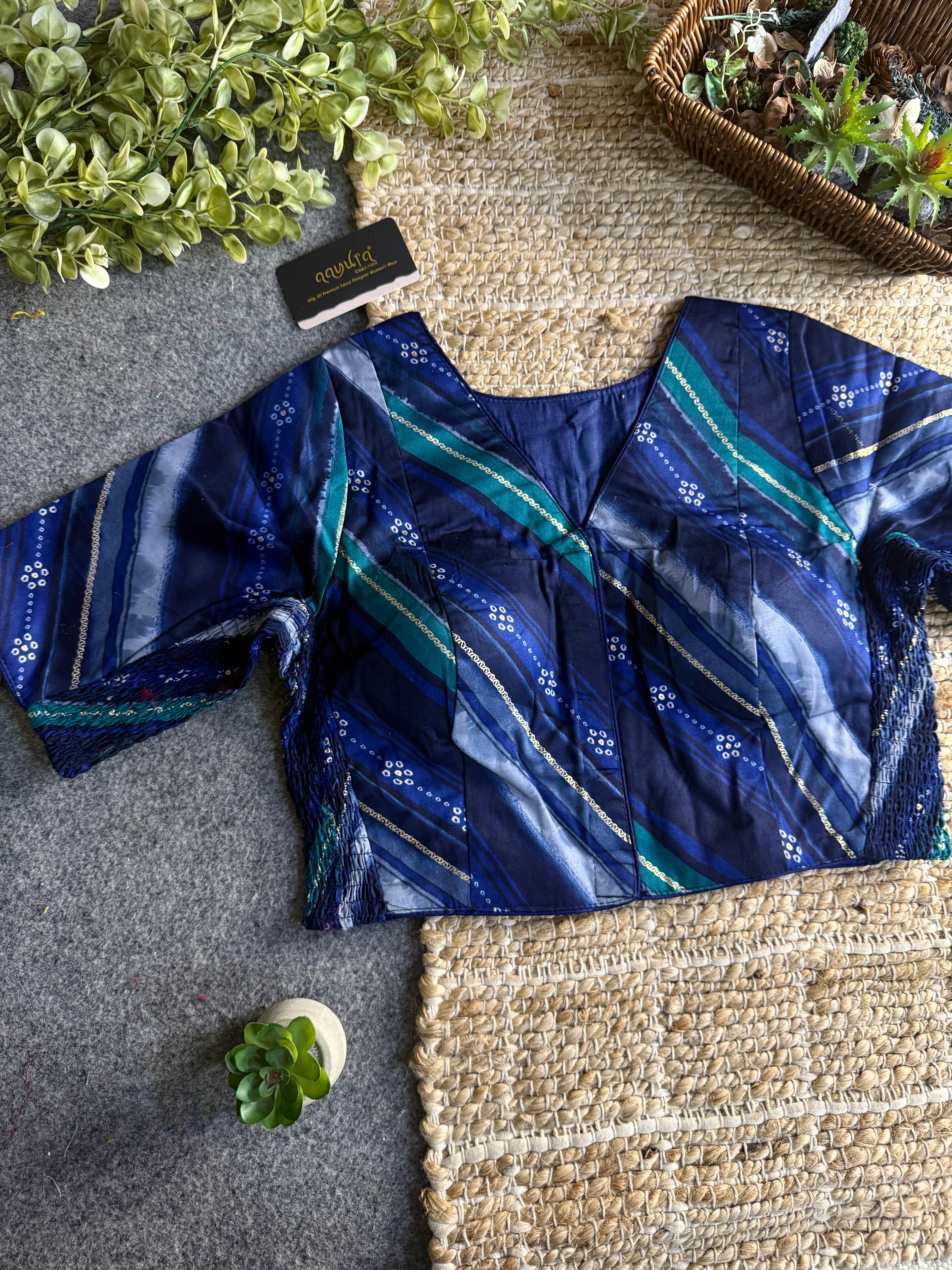 Premium Glaze Cotton Boat Neck Padded Blouse