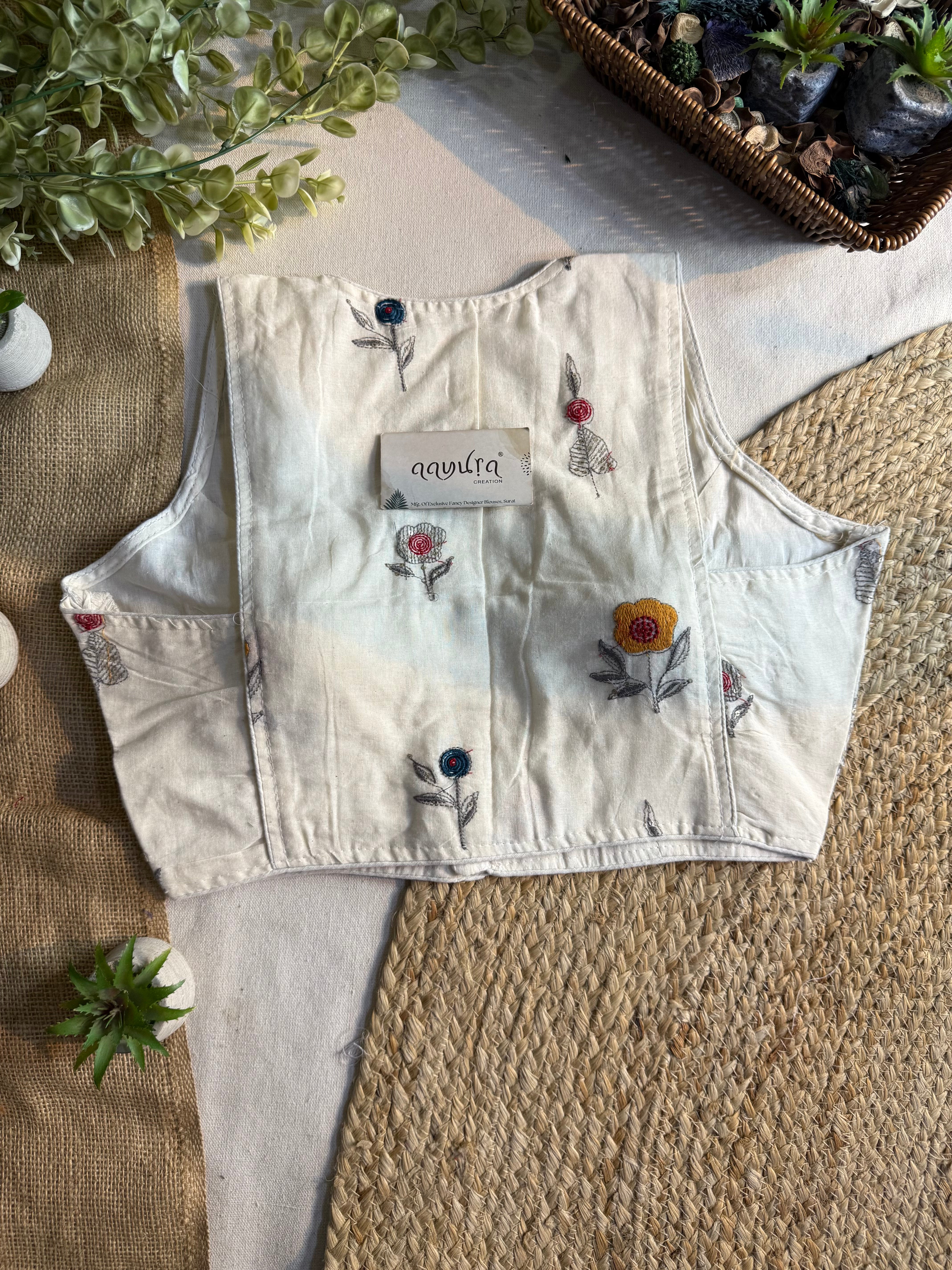 Ivory Bloom Sleeveless Blouse