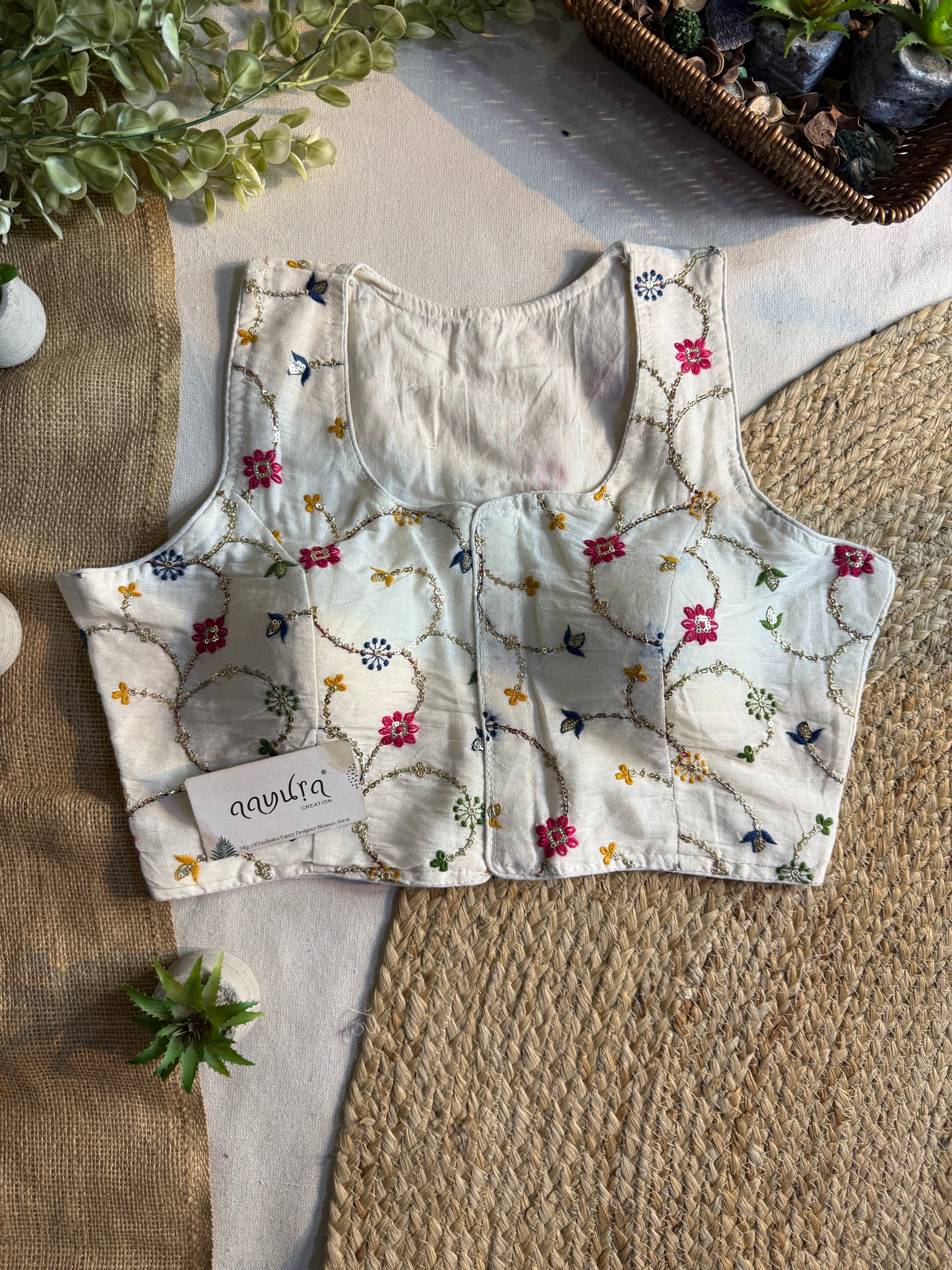 Ivory Bloom Sleeveless Blouse