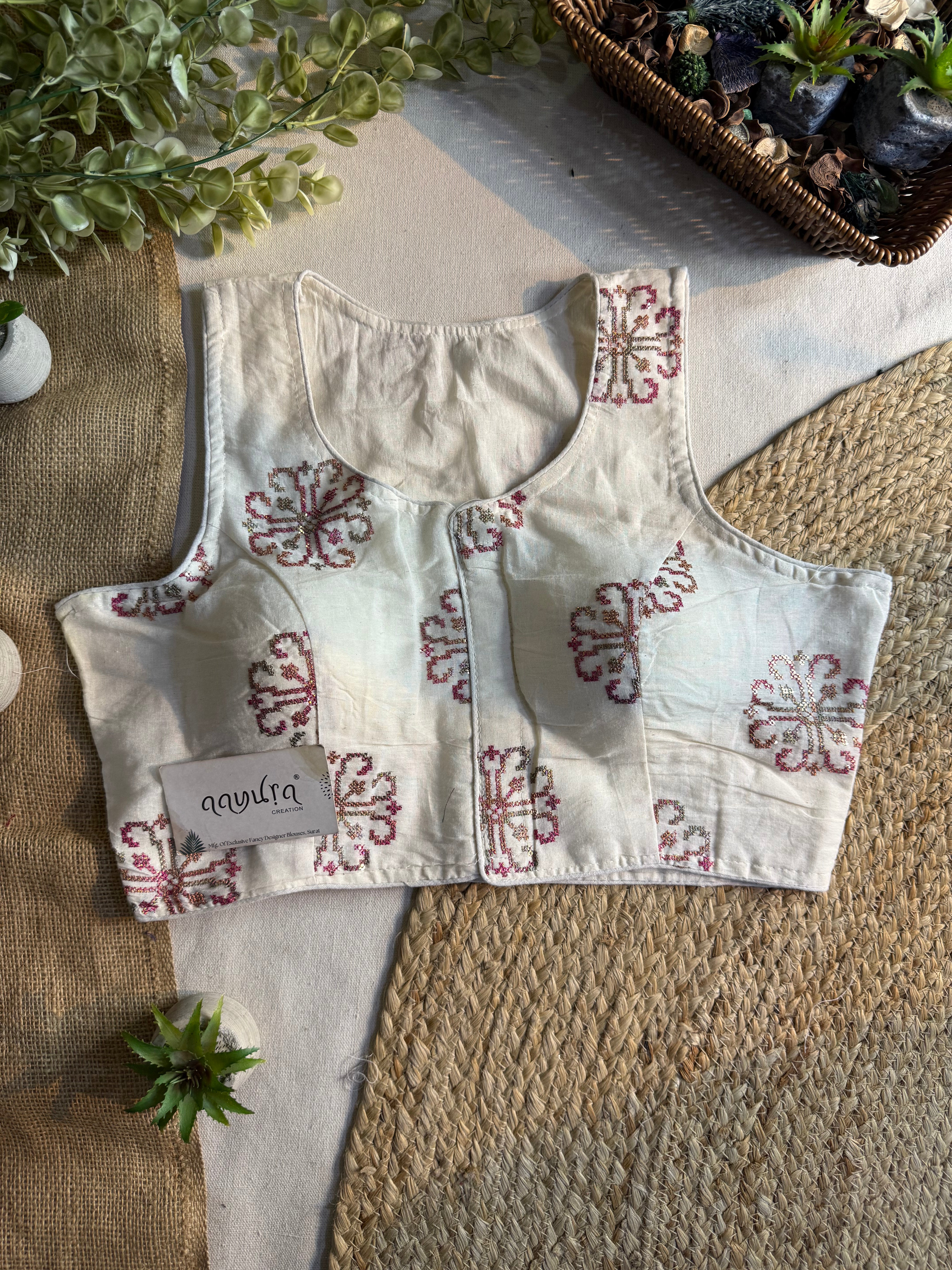 Ivory Bloom Sleeveless Blouse