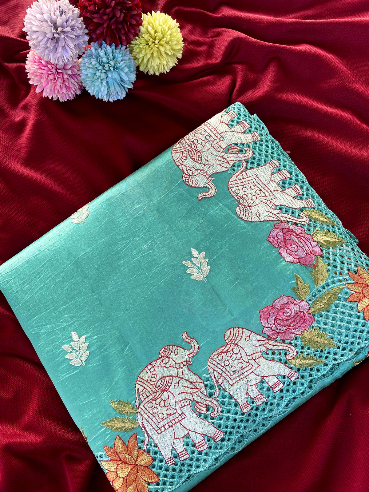 Swarna Pure Viscose Tussar Embroidered Saree