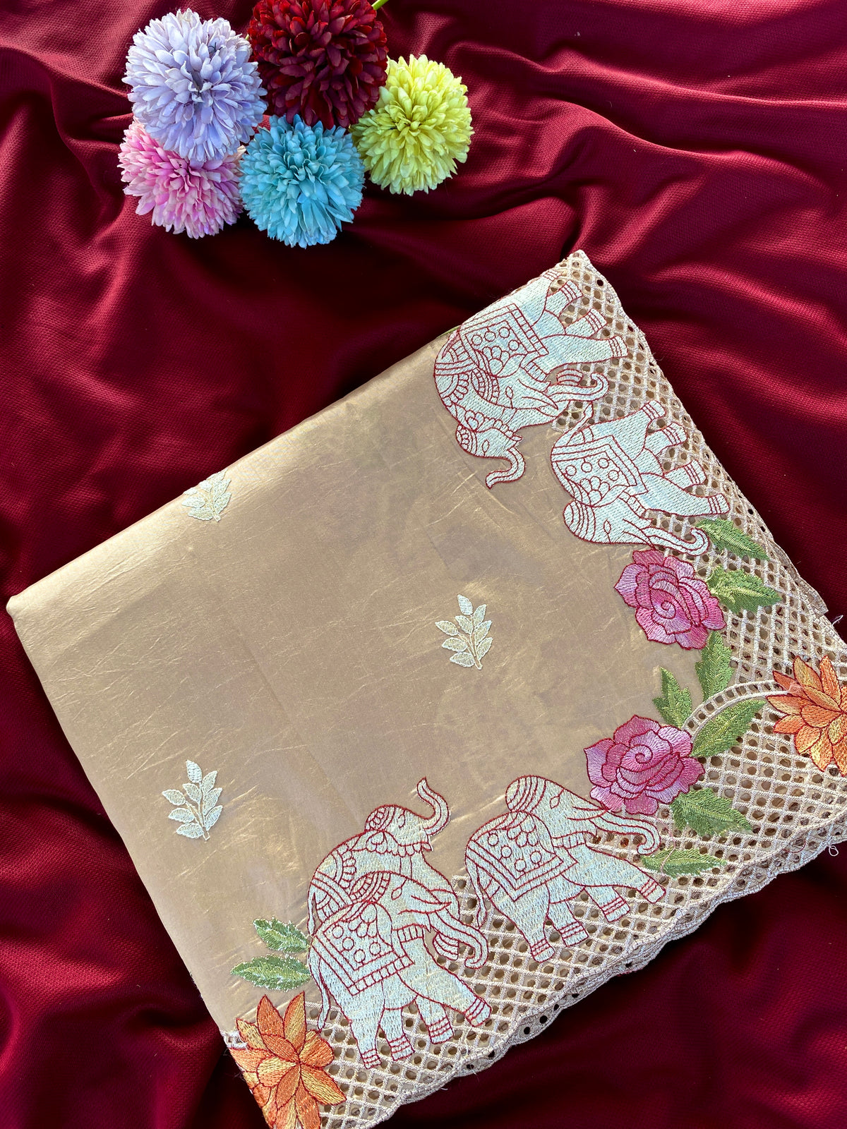 Swarna Pure Viscose Tussar Embroidered Saree