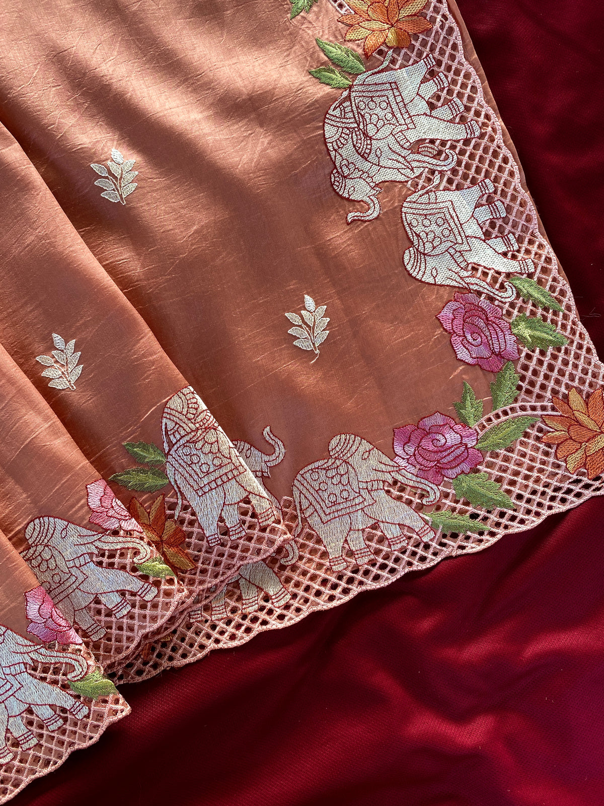 Swarna Pure Viscose Tussar Embroidered Saree