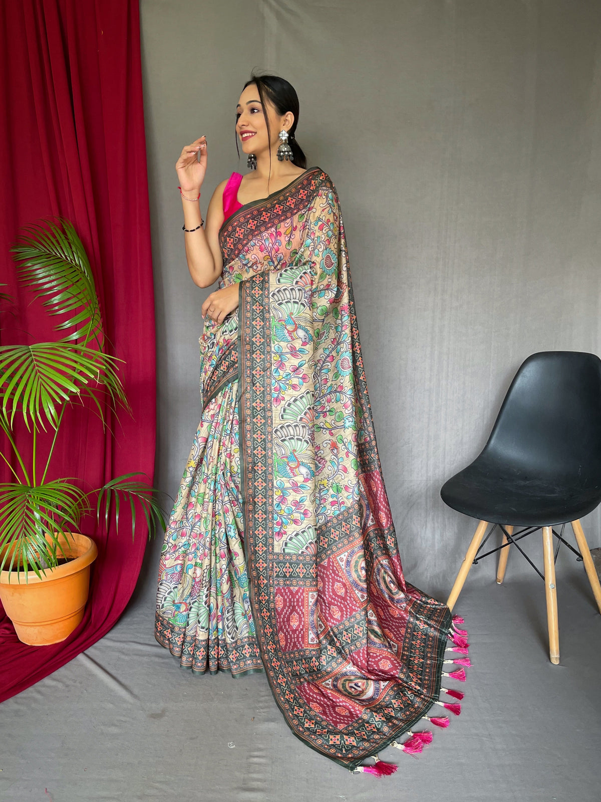 Luxe Bandhani Kalamkari Saree