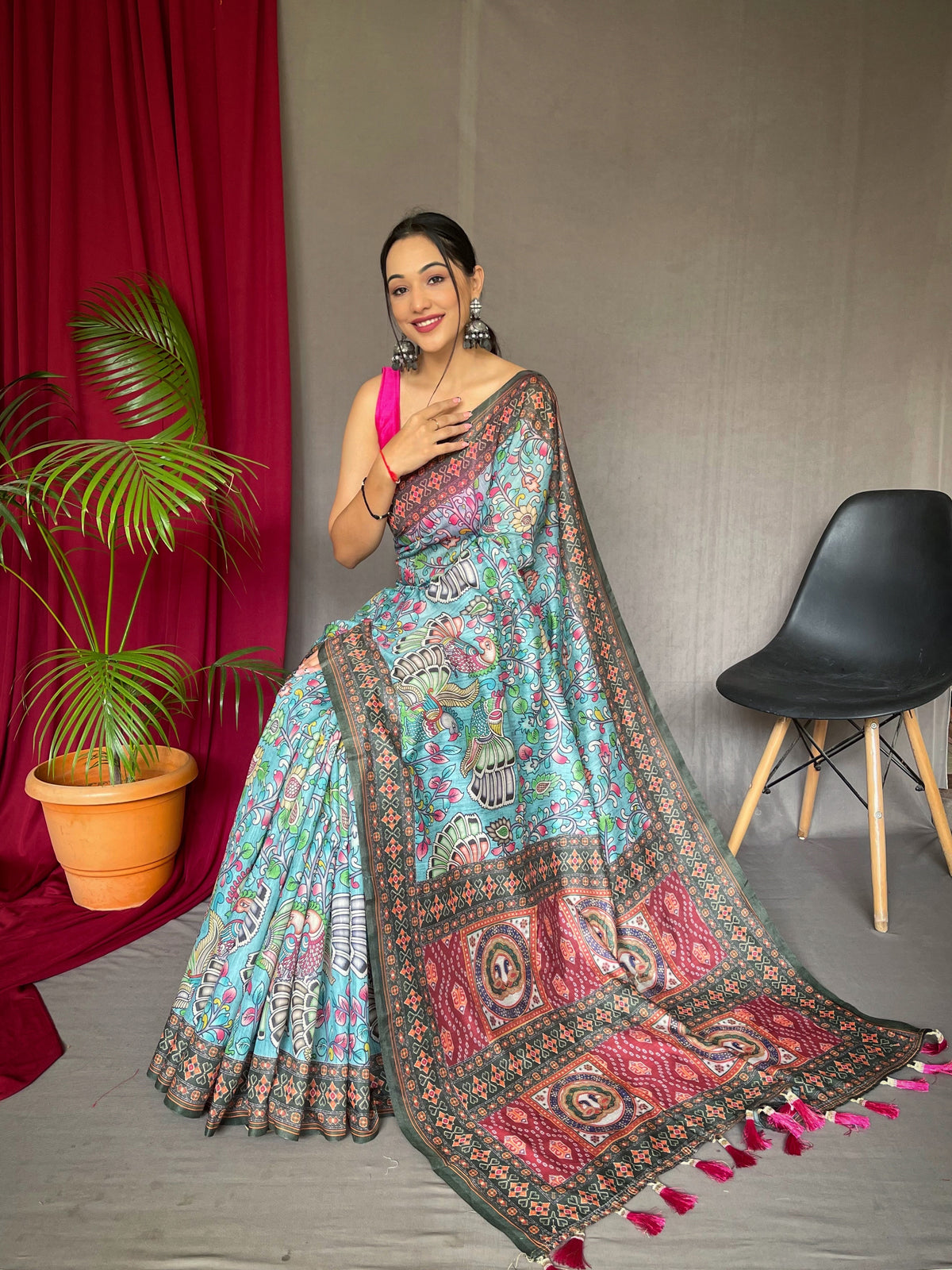 Luxe Bandhani Kalamkari Saree