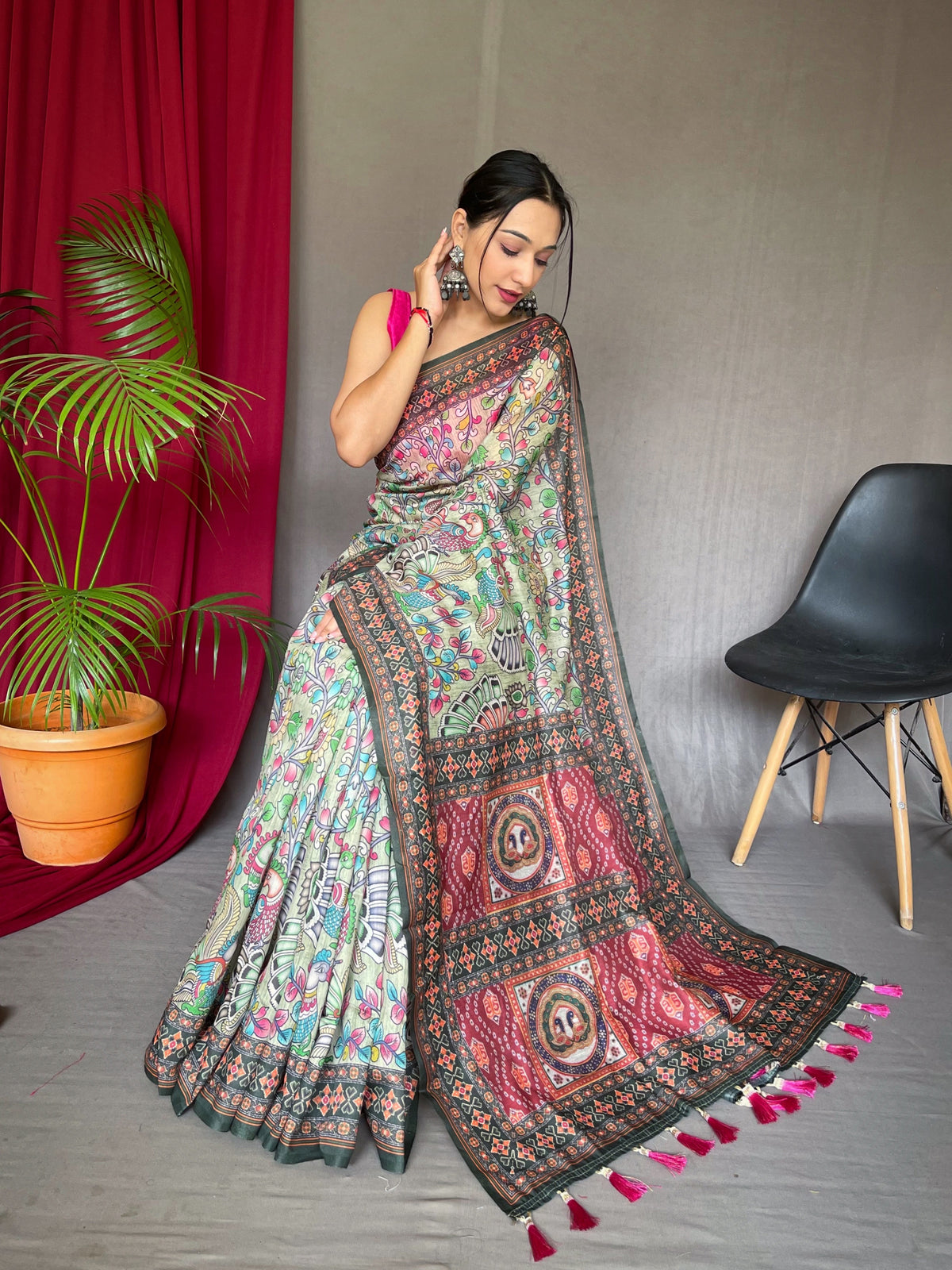 Luxe Bandhani Kalamkari Saree