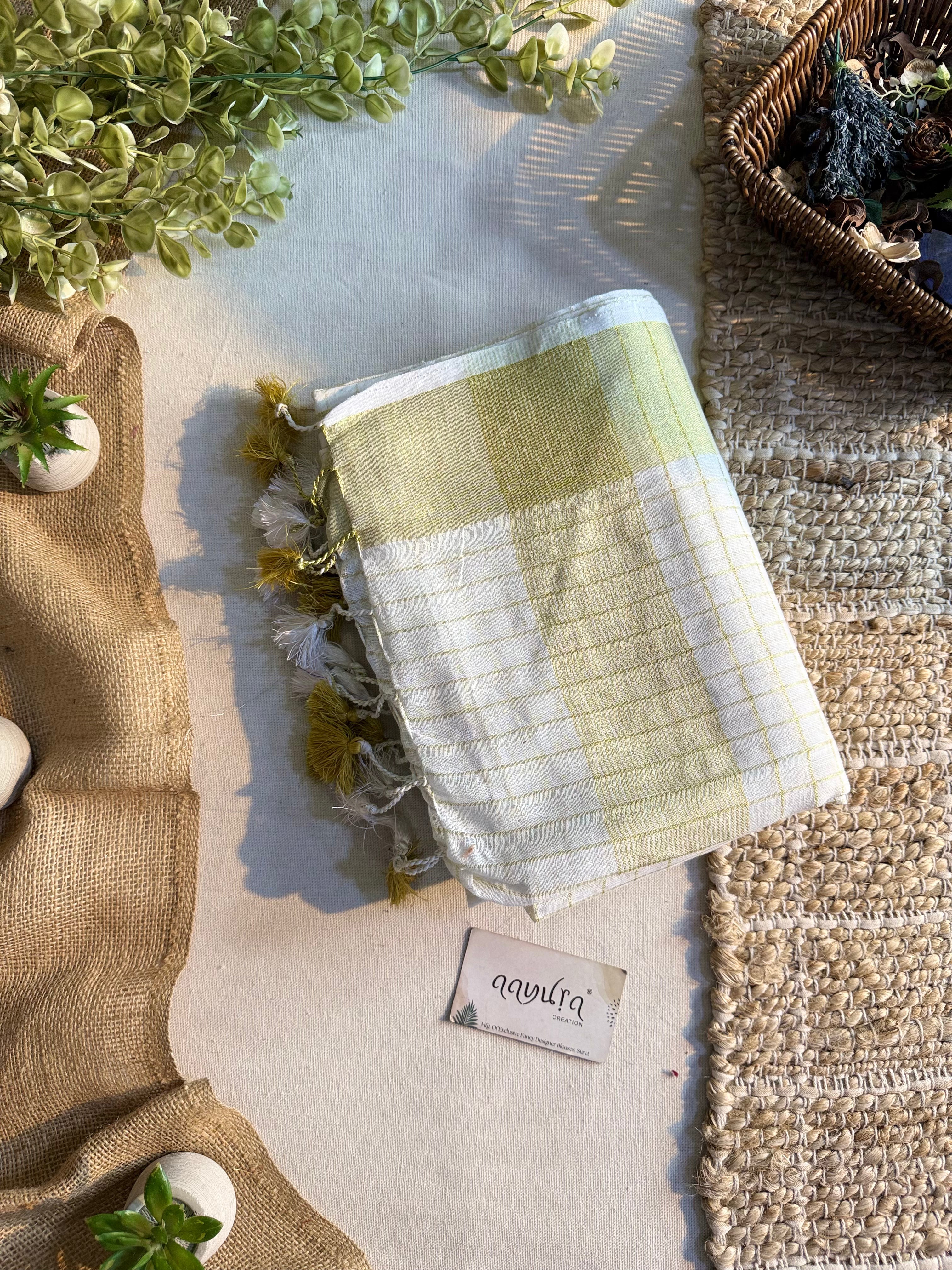 Golden Grace Pure D Linen Saree