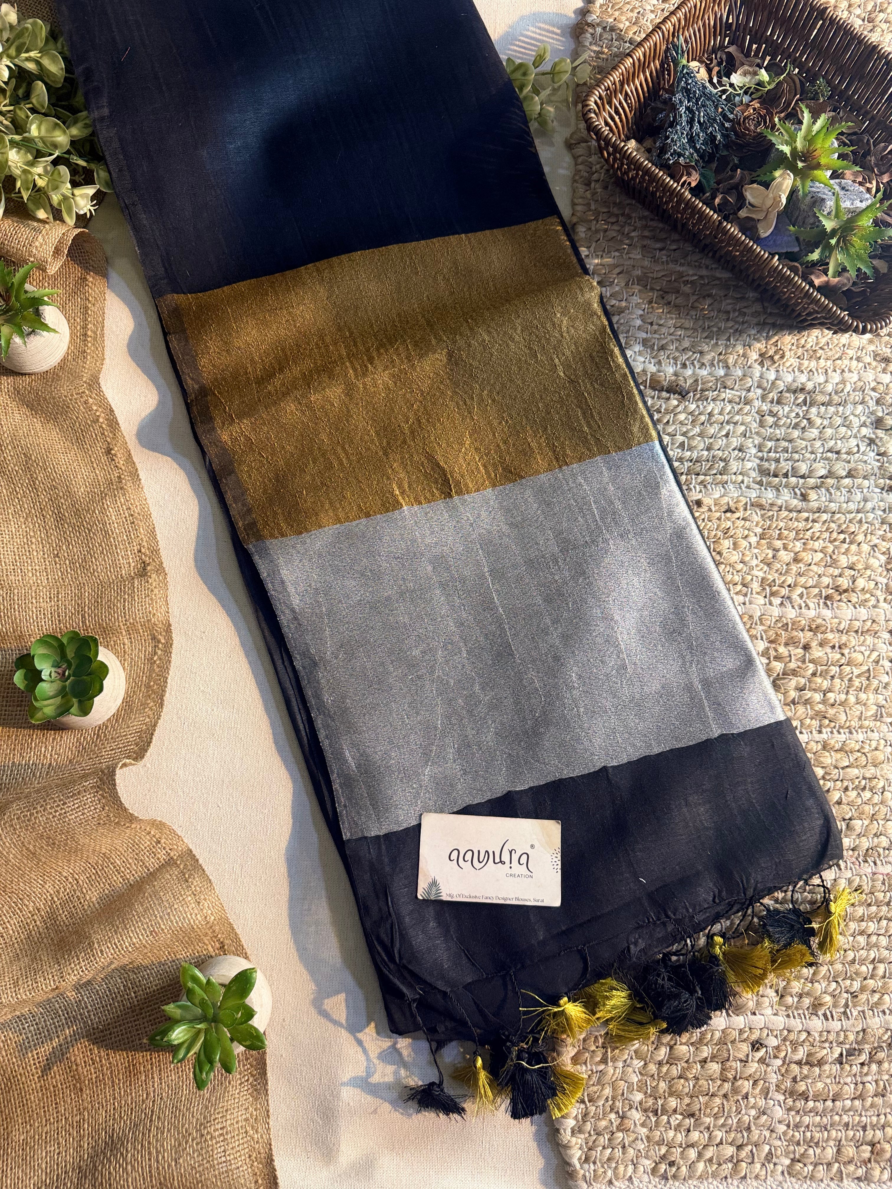 Copper Glow Linen Silk Saree
