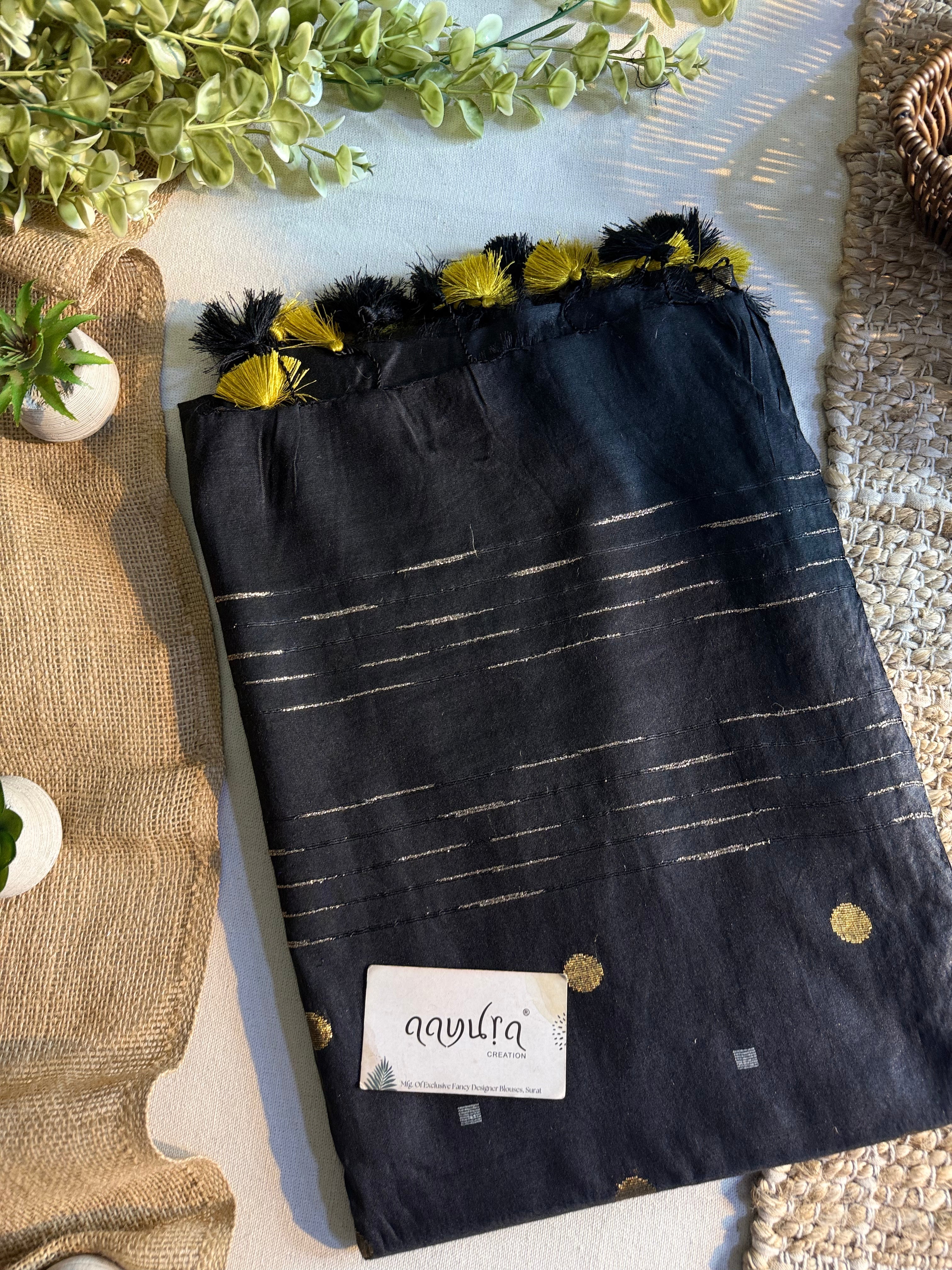 Golden Butta Semi Silk Viscose Saree