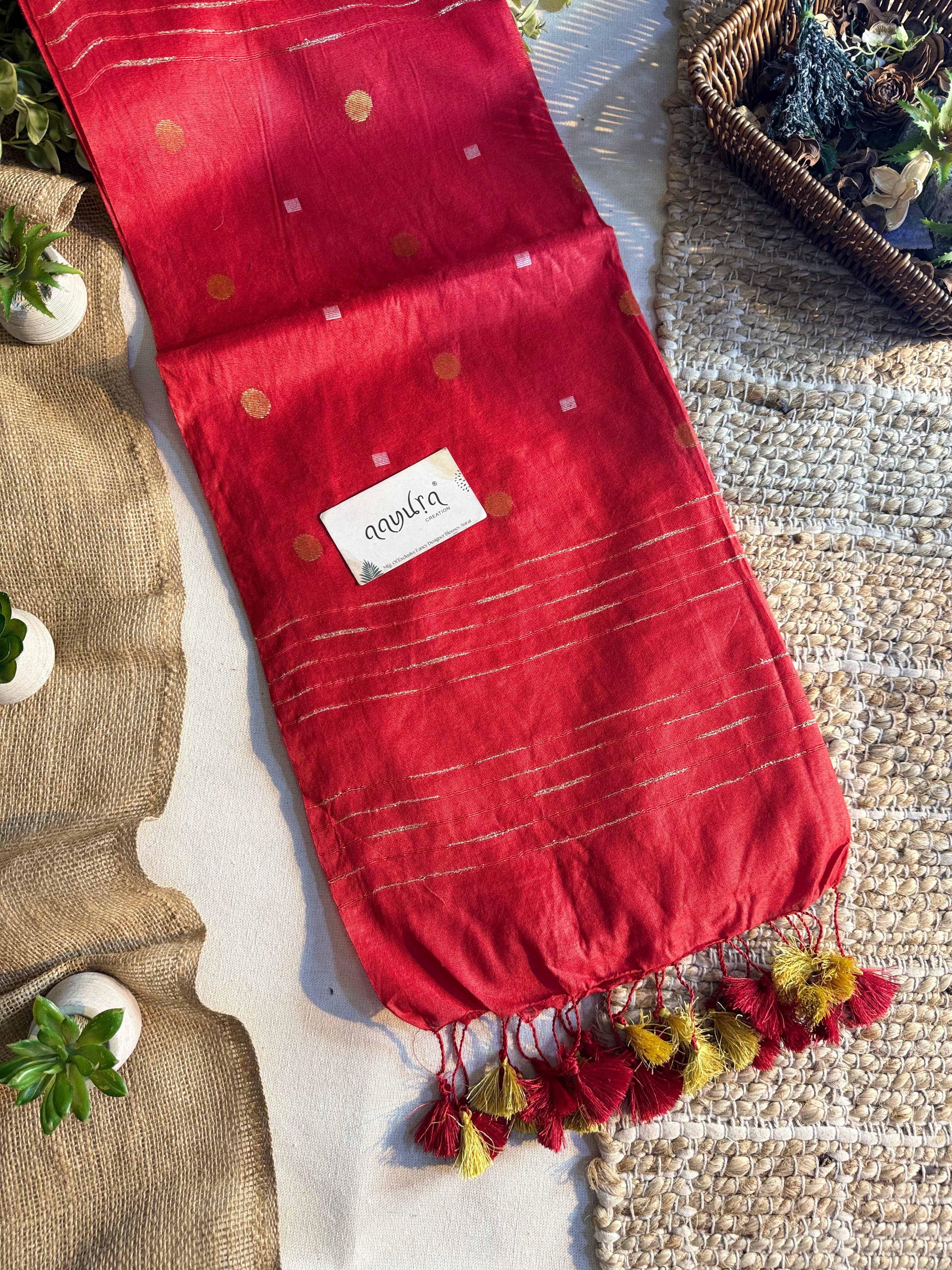 Golden Butta Semi Silk Viscose Saree