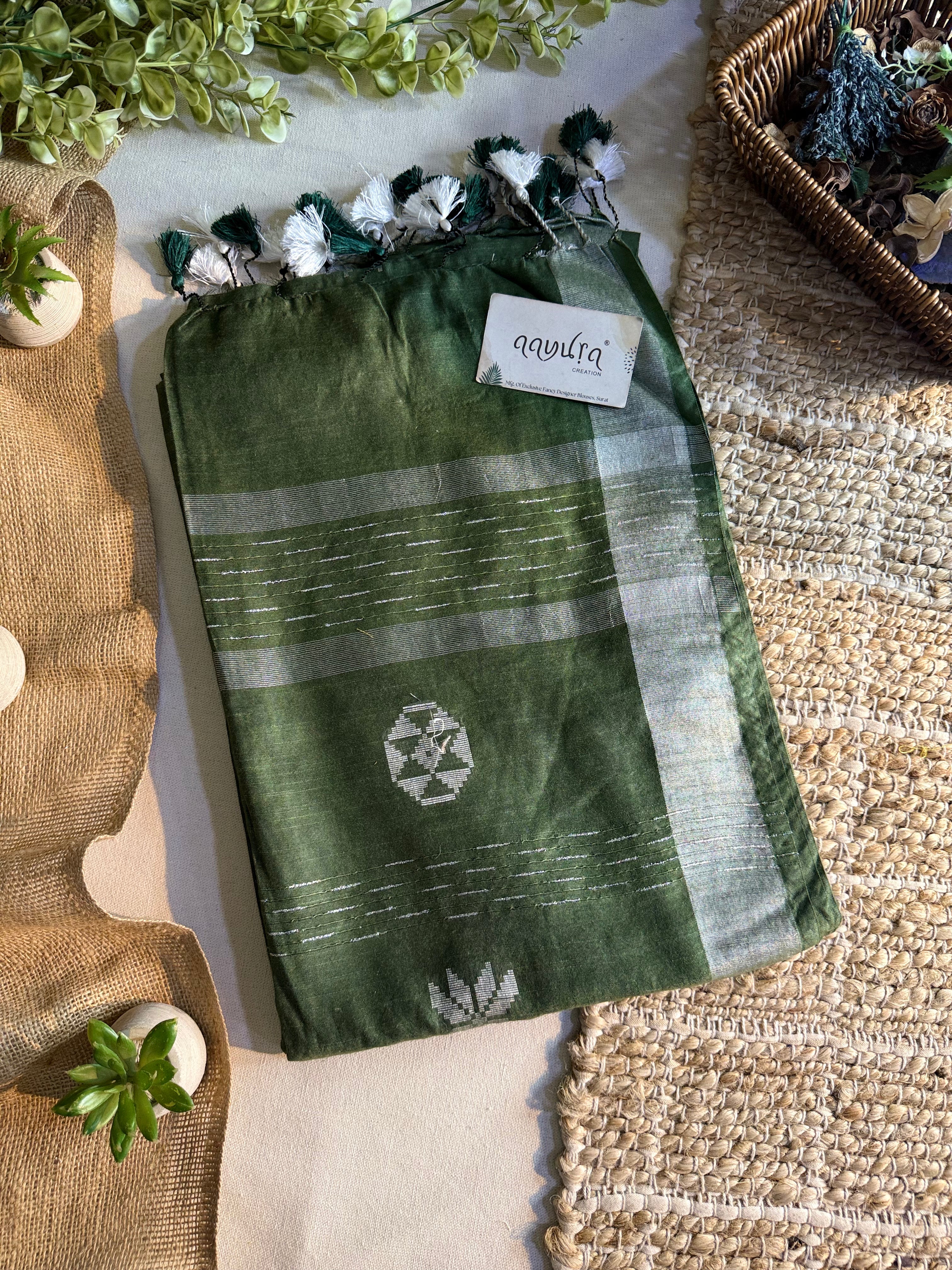 White Butta Elegance Semi Silk Saree