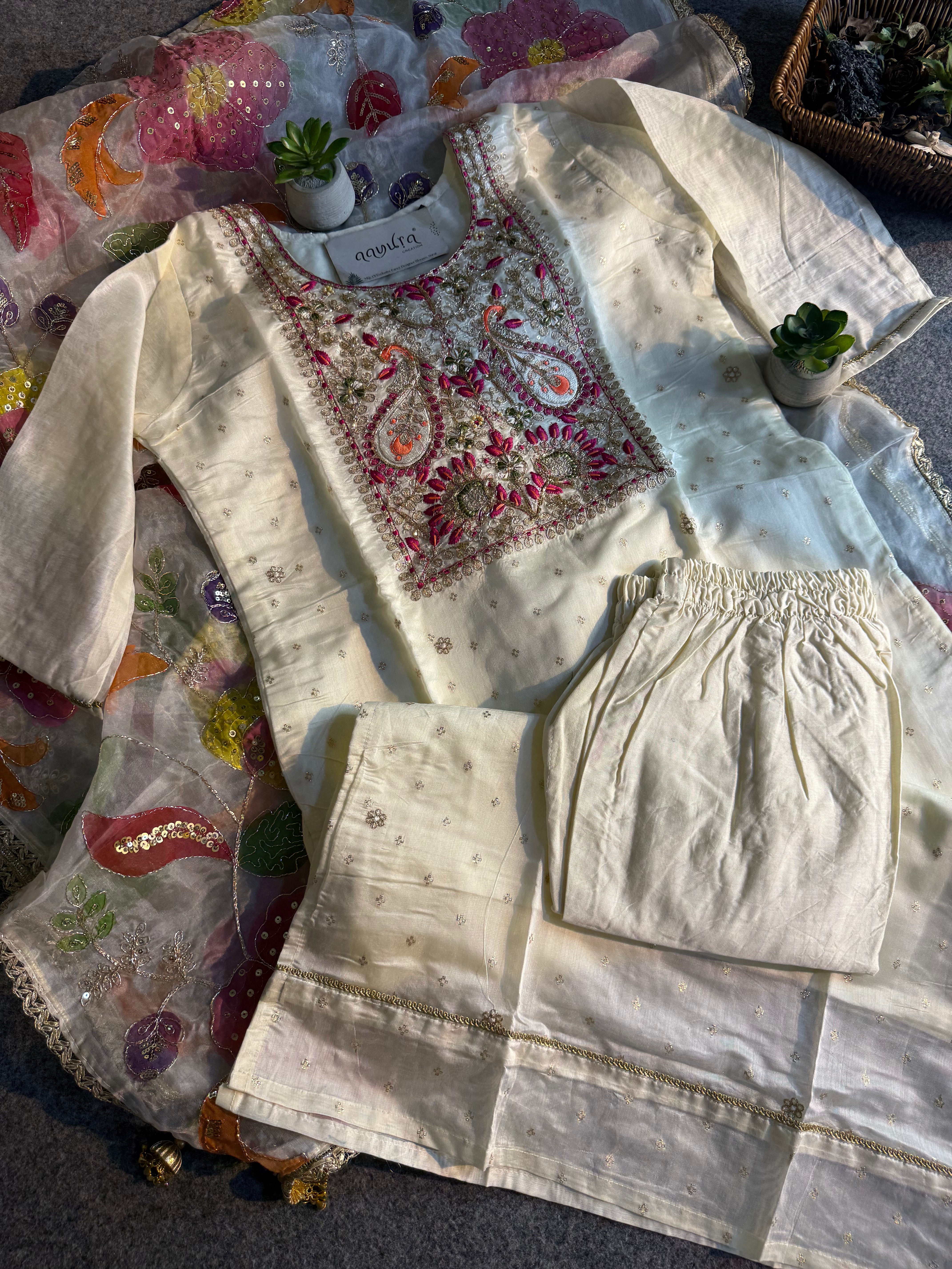 Gulnaar Beads & Zari Sharara Set