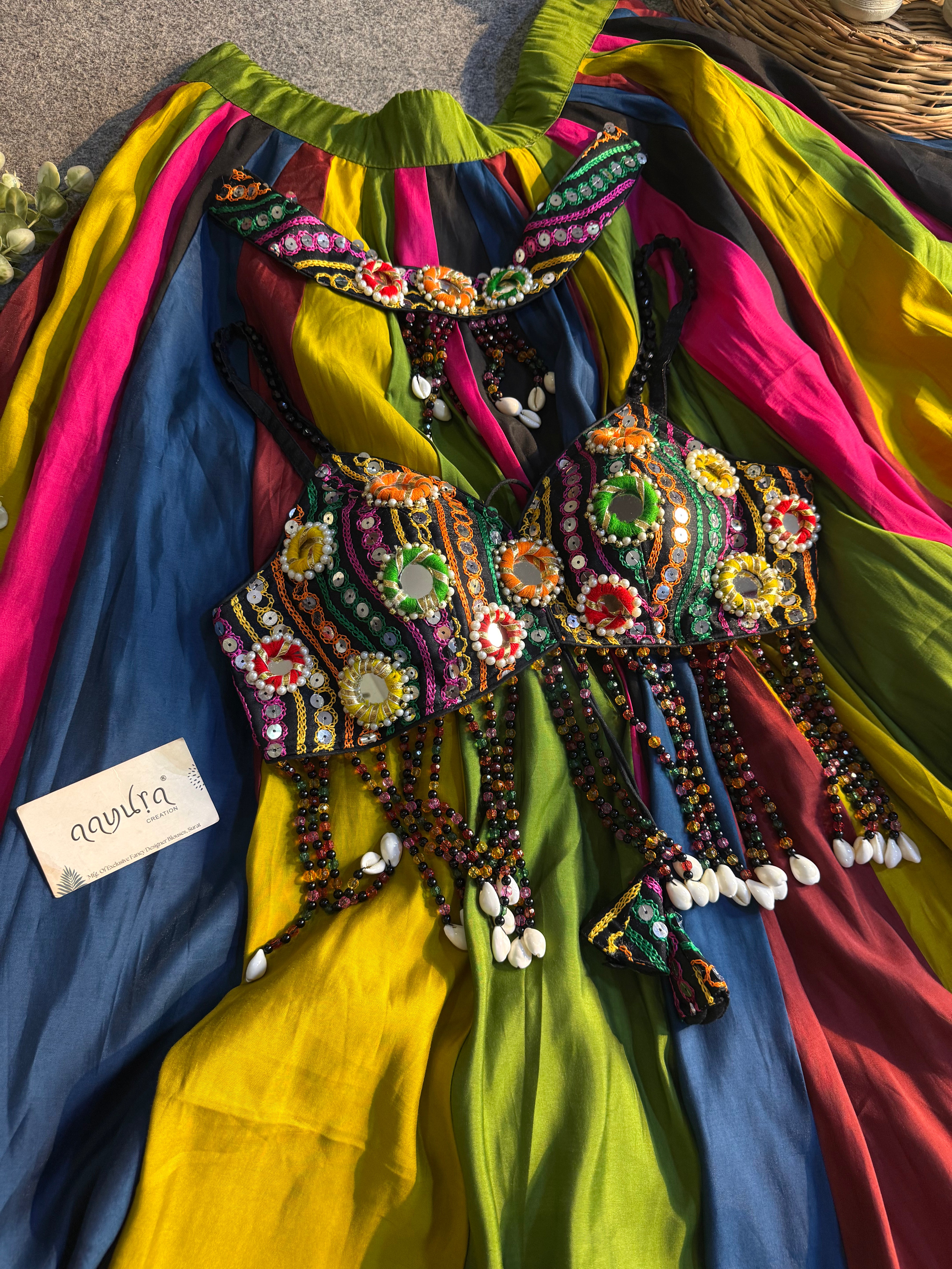 Satrangi Roman Silk Lehenga