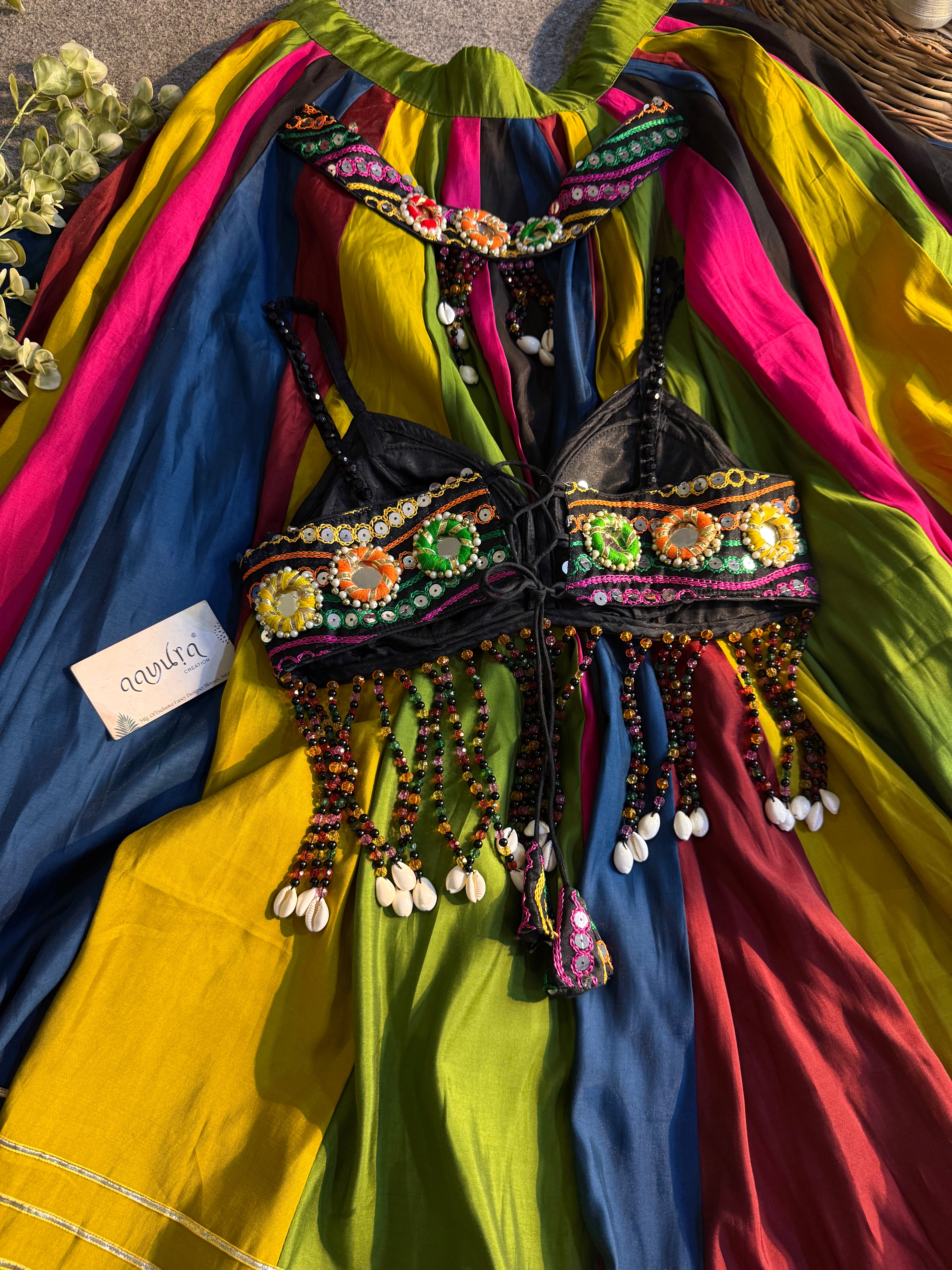 Satrangi Roman Silk Lehenga